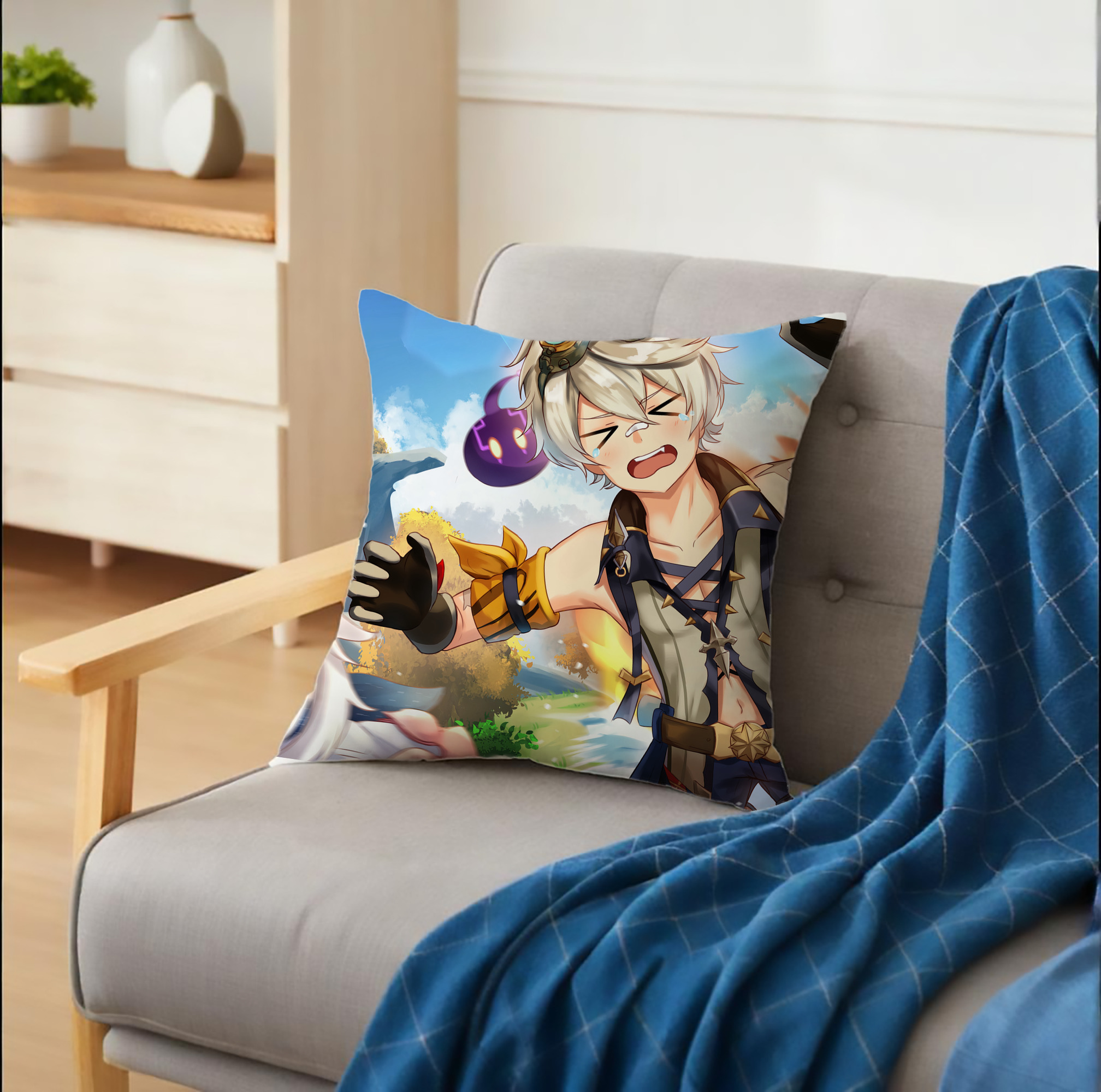 げんし神 genshin クッションカバー＆本体セット（ポリエステル素材）