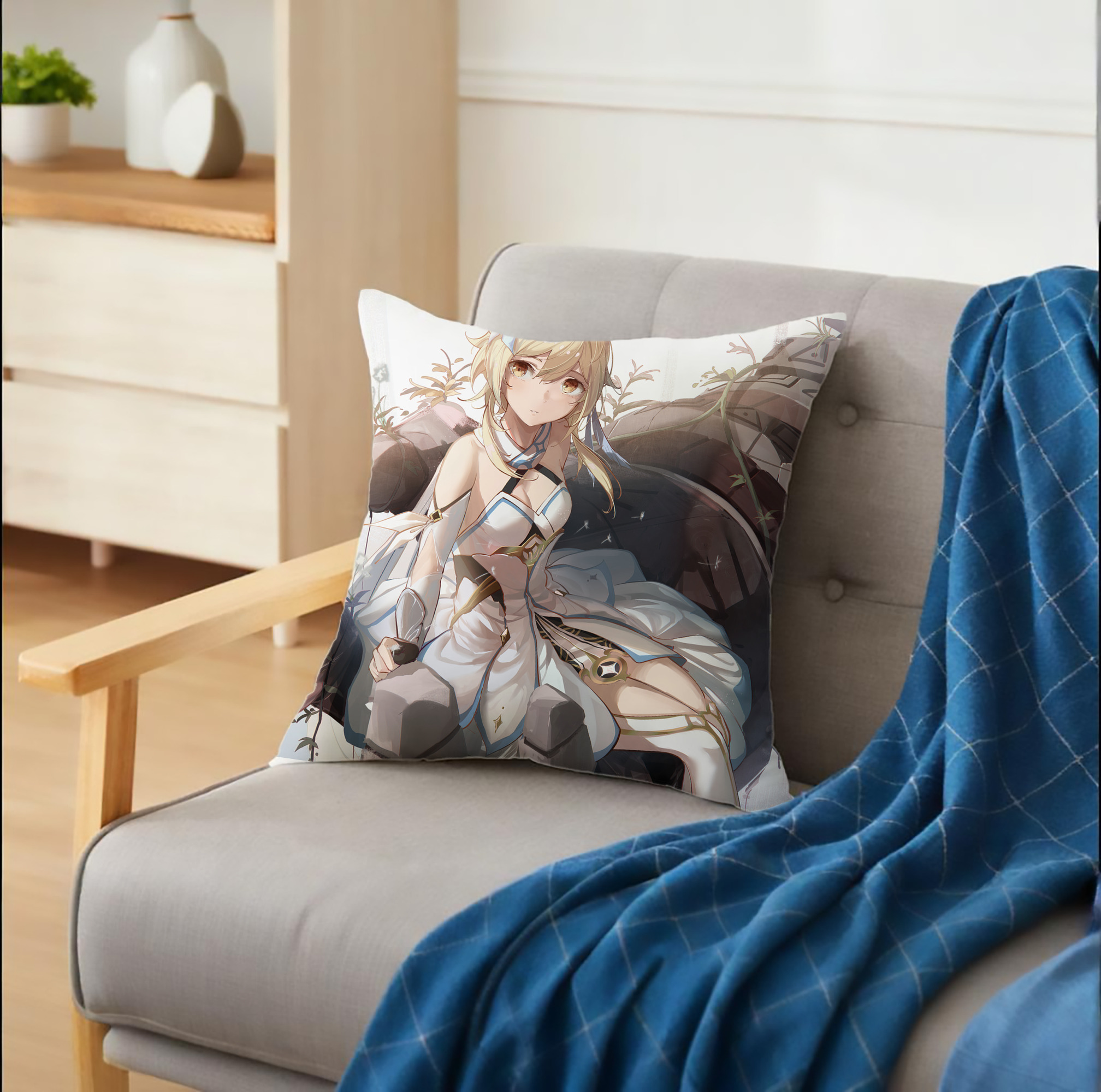 げんし神 genshin クッションカバー＆本体セット（ポリエステル素材）