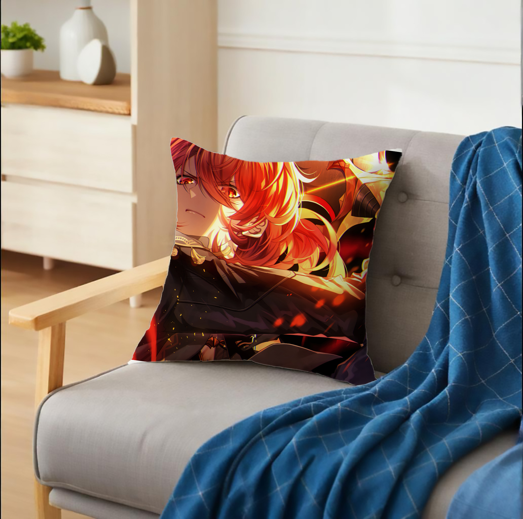 げんし神 genshin クッションカバー＆本体セット（ポリエステル素材）