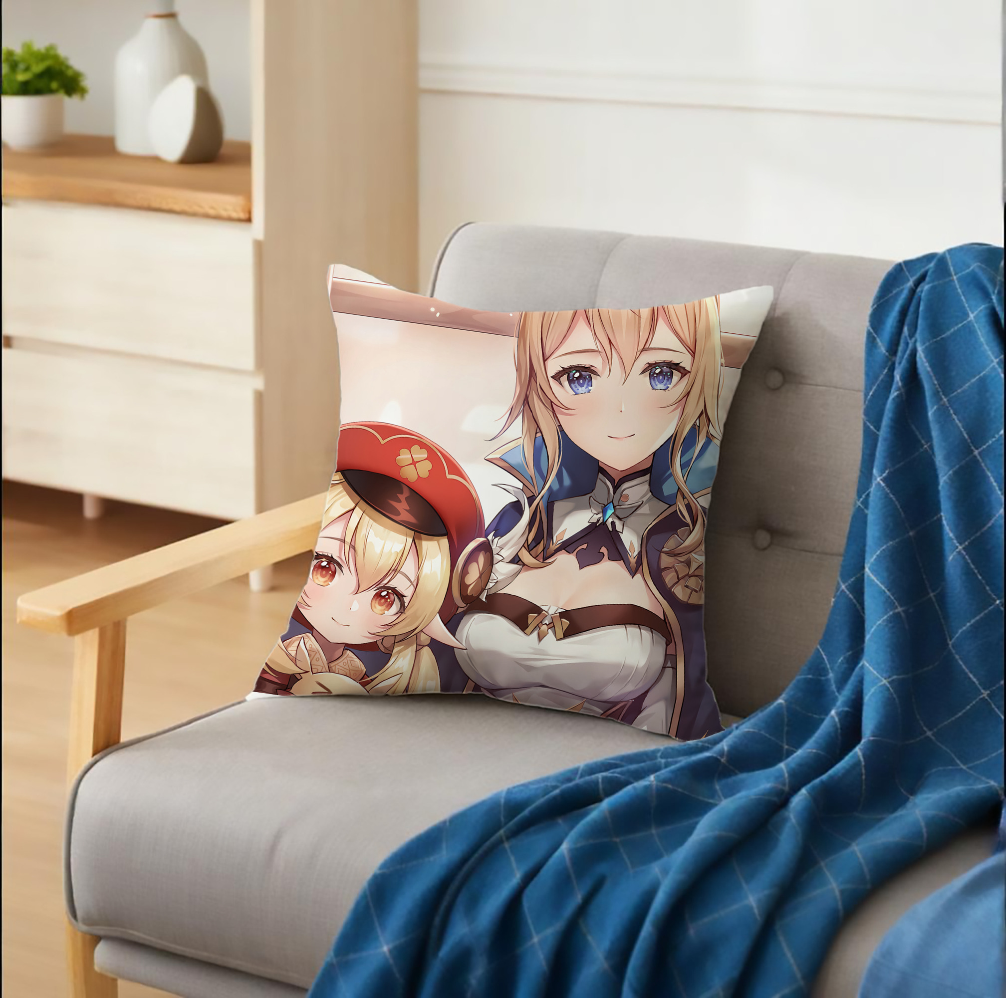 げんし神 genshin クッションカバー＆本体セット（ポリエステル素材）