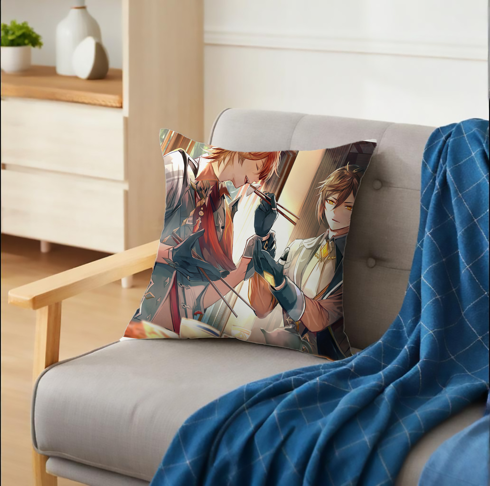 げんし神 genshin クッションカバー＆本体セット（ポリエステル素材）