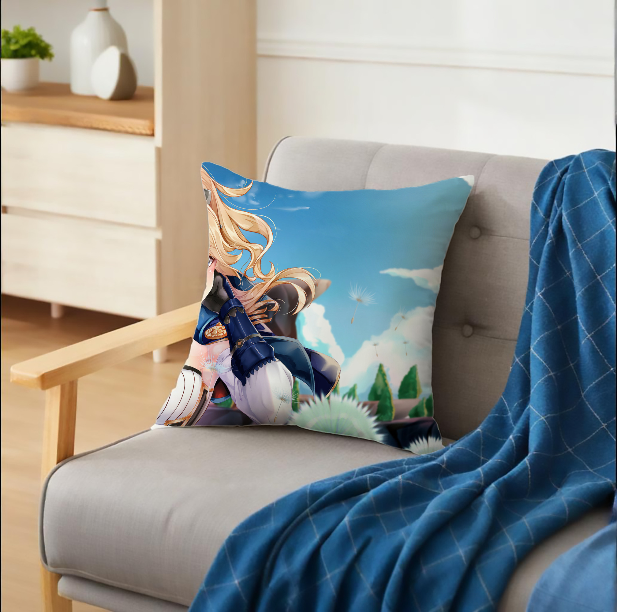 げんし神 genshin クッションカバー＆本体セット（ポリエステル素材）