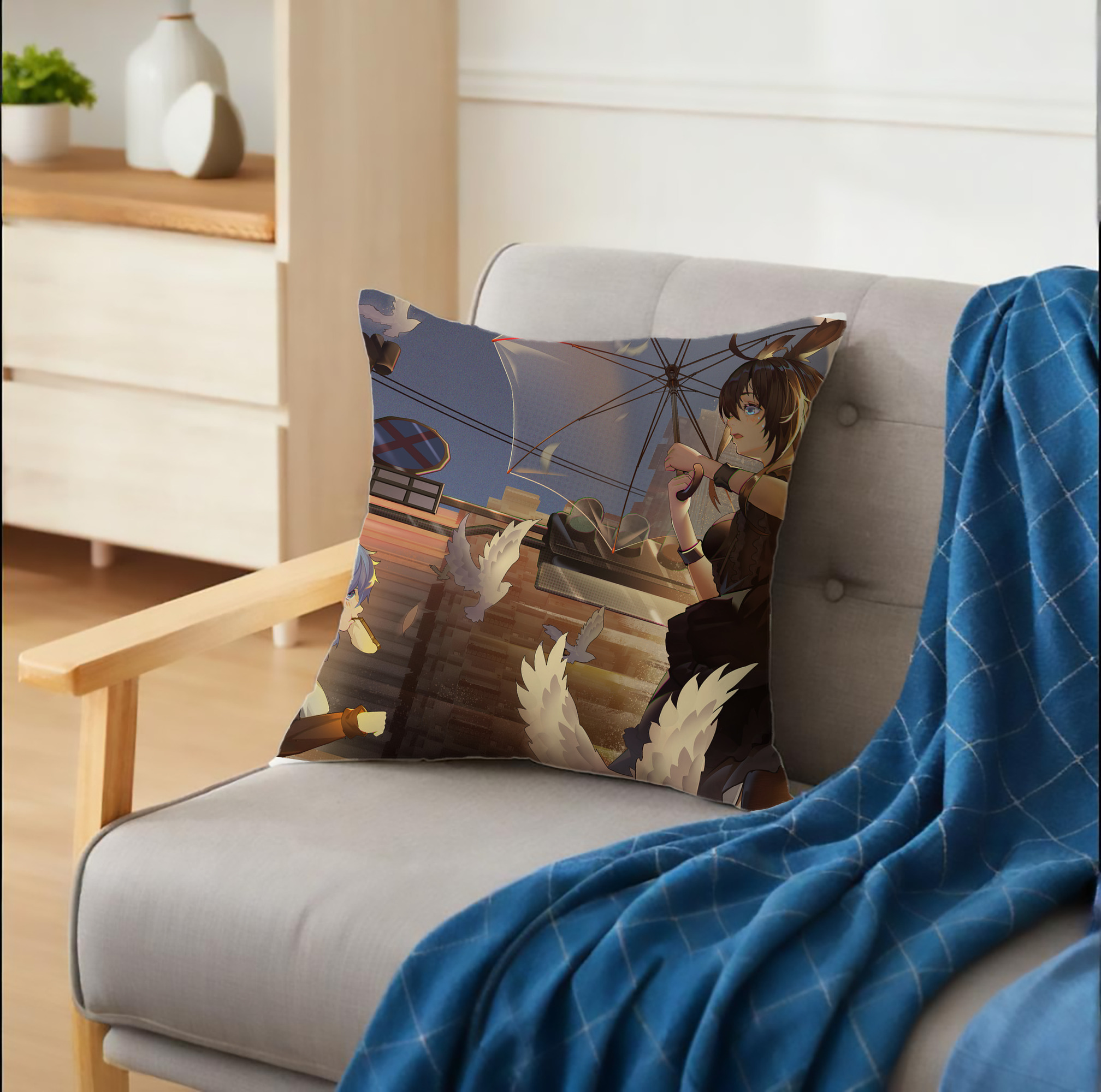 げんし神 genshin クッションカバー＆本体セット（ポリエステル素材）