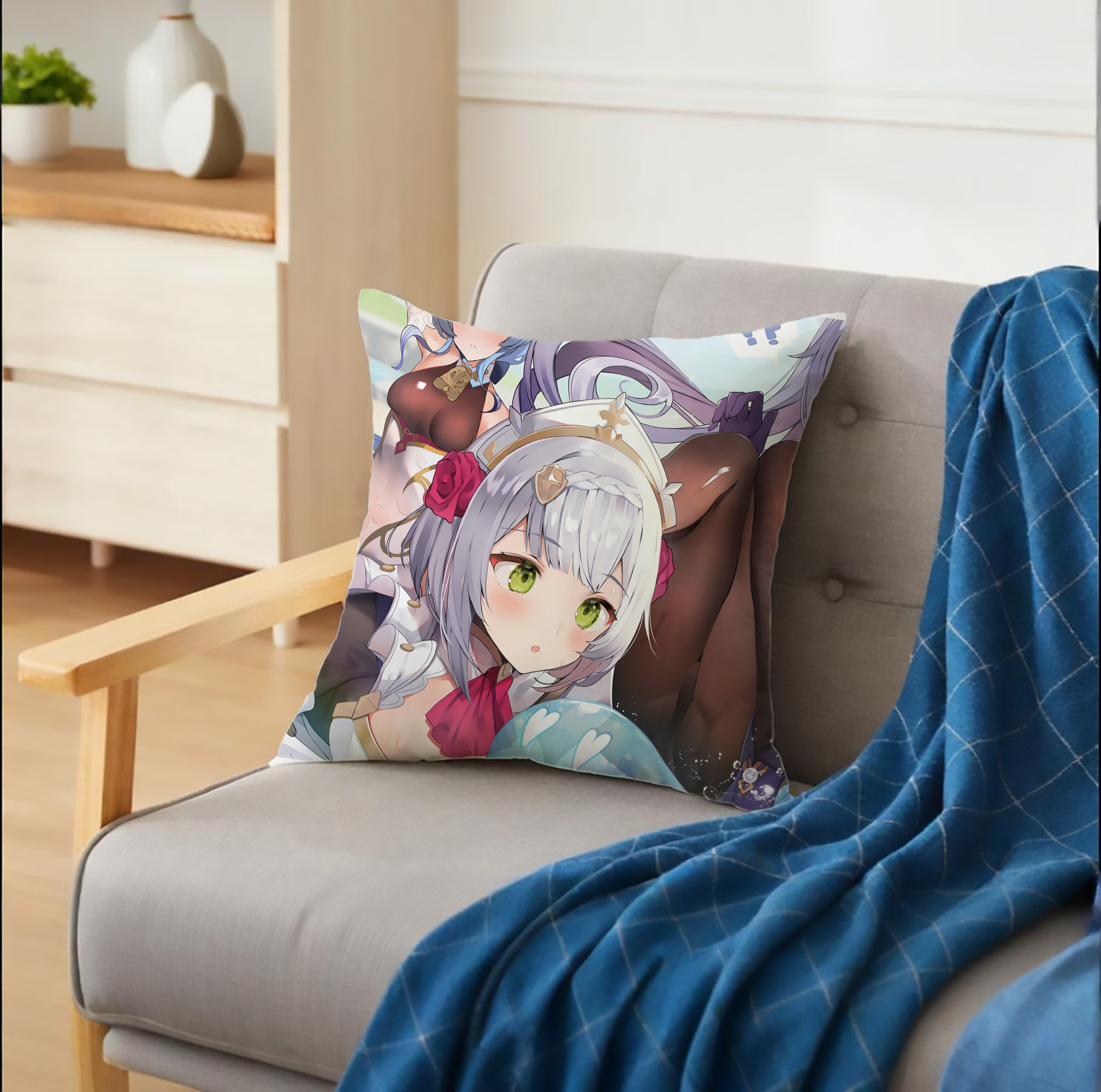 げんし神 genshin クッションカバー＆本体セット（ポリエステル素材）