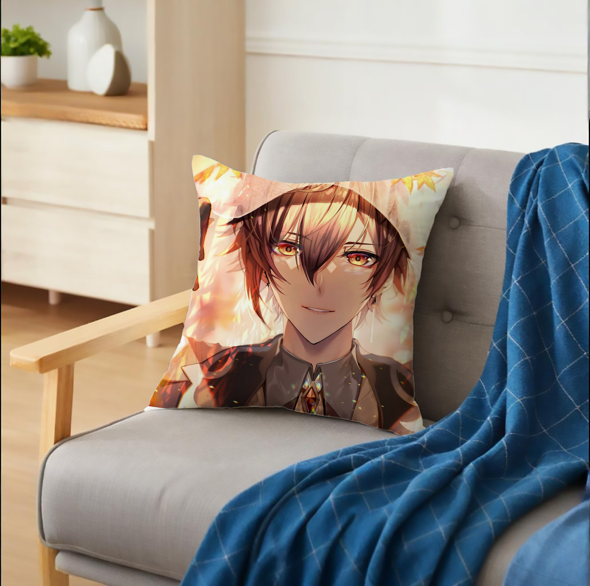 げんし神 genshin クッションカバー＆本体セット（ポリエステル素材）