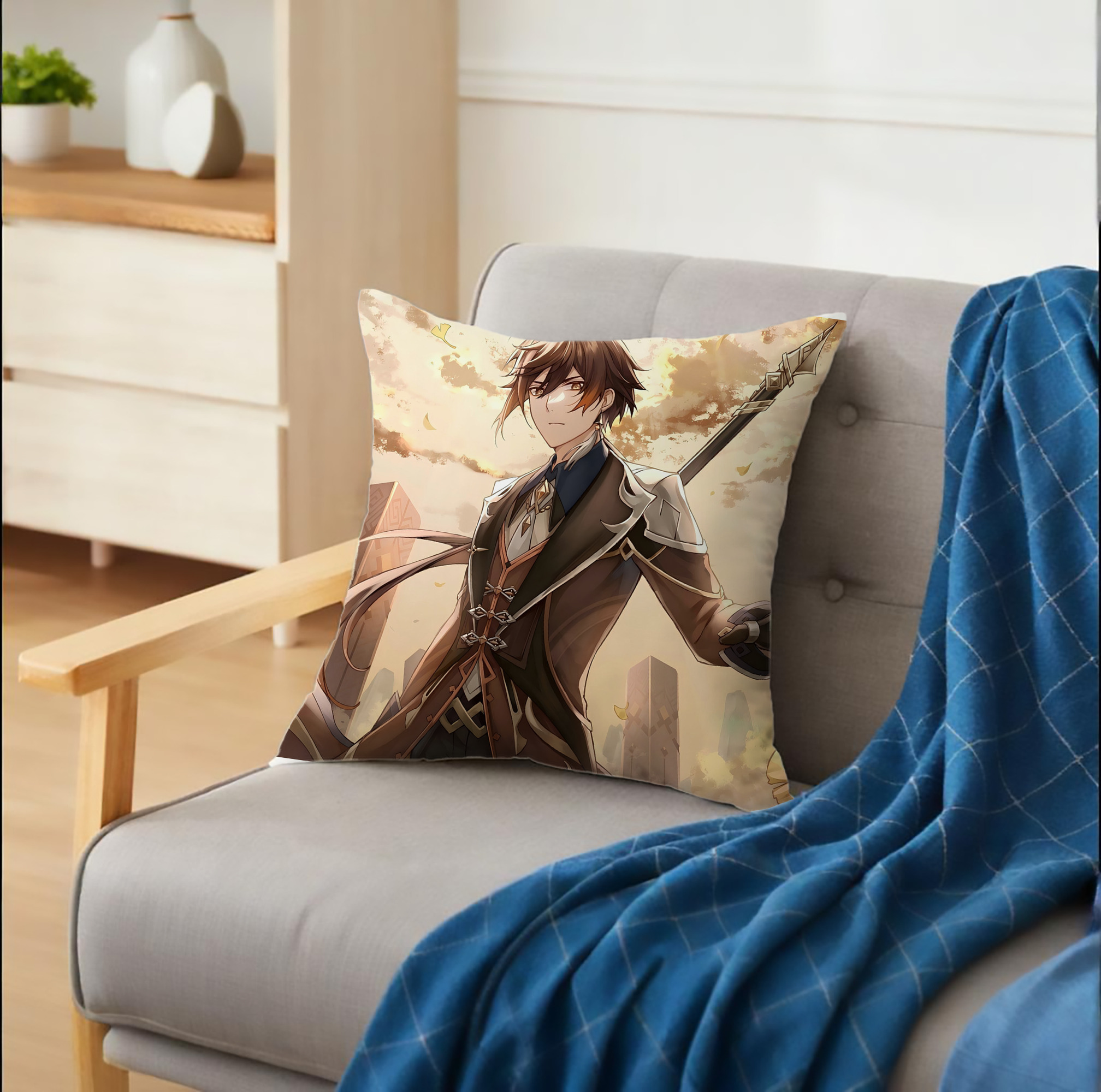 げんし神 genshin クッションカバー＆本体セット（ポリエステル素材）