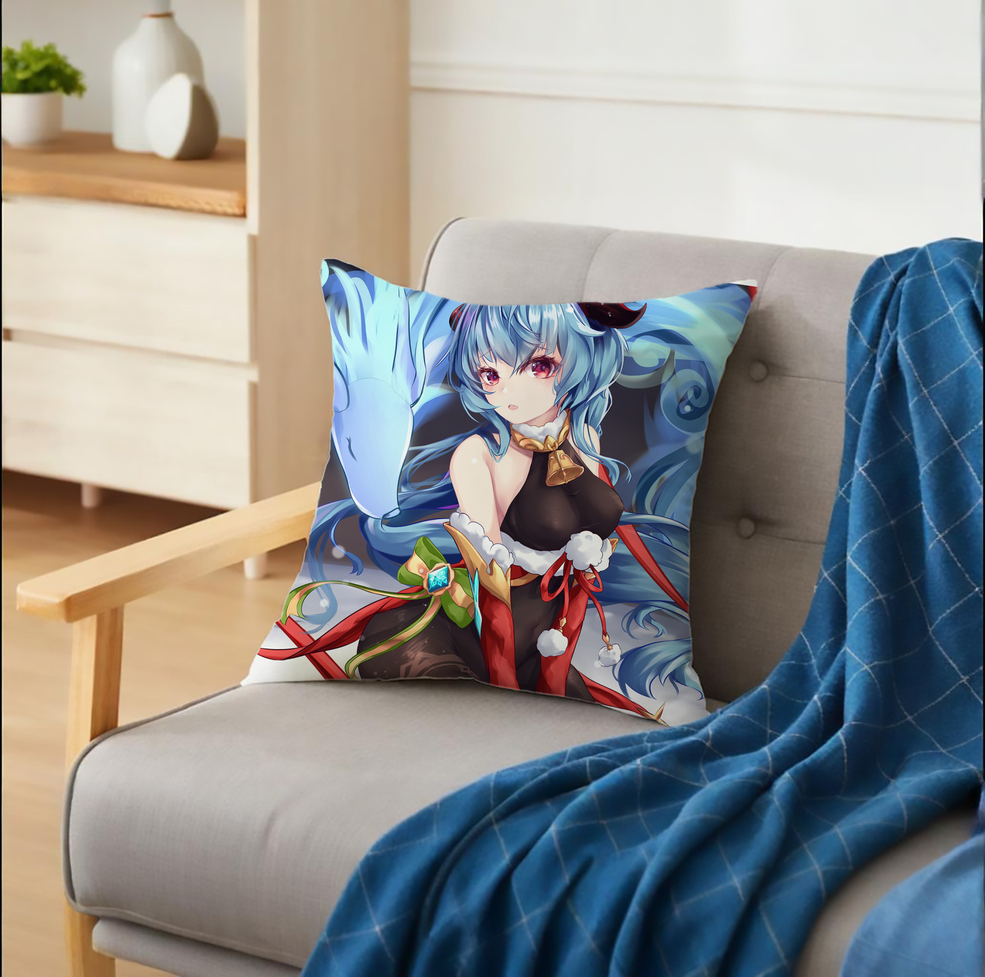 げんし神 genshin クッションカバー＆本体セット（ポリエステル素材）