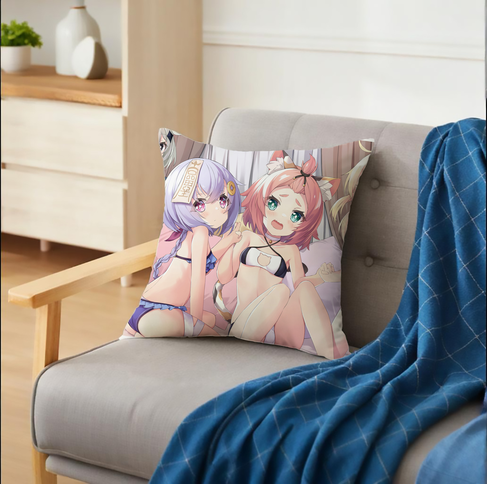 げんし神 genshin クッションカバー＆本体セット（ポリエステル素材）