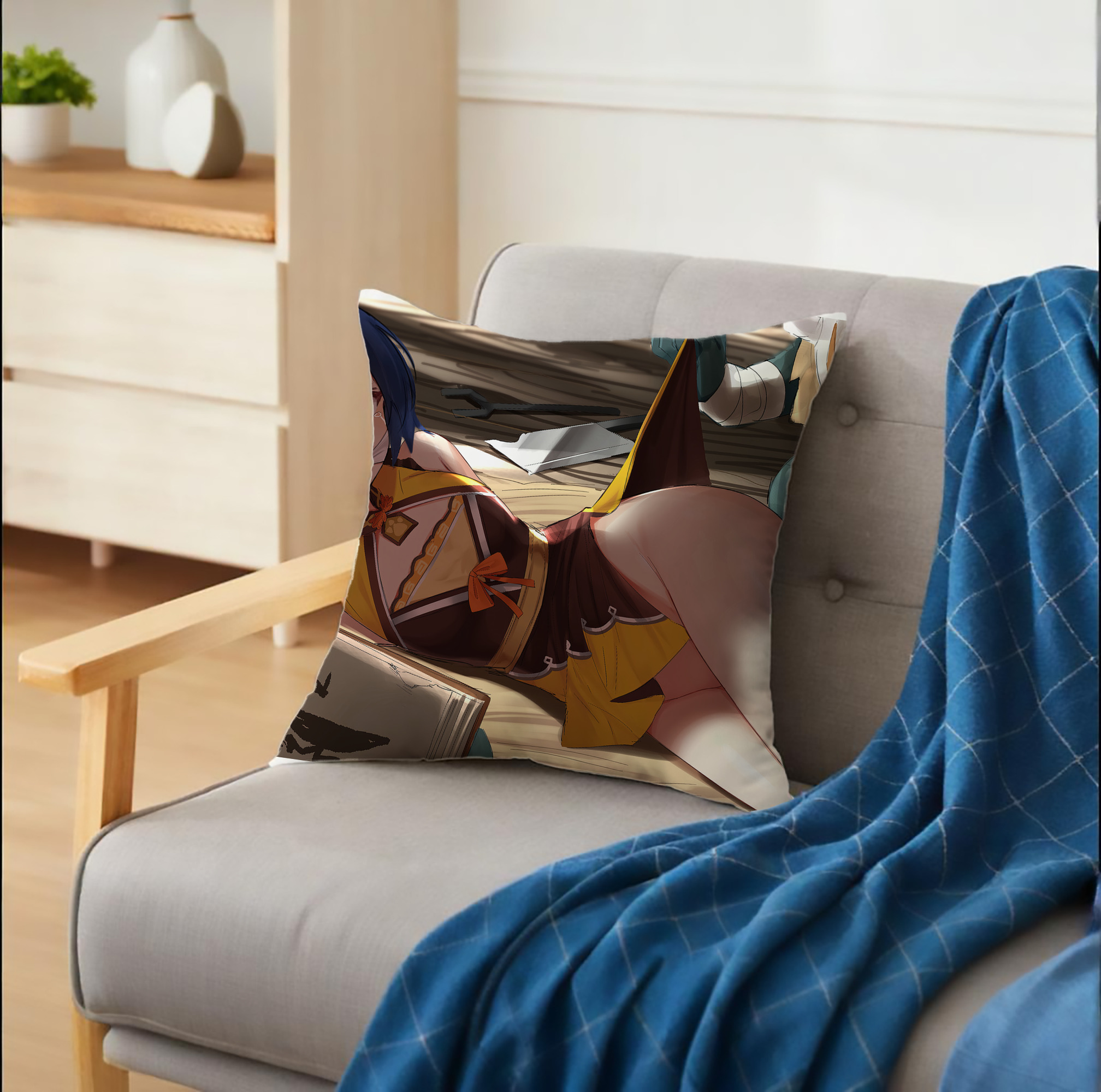 げんし神 genshin クッションカバー＆本体セット（ポリエステル素材）