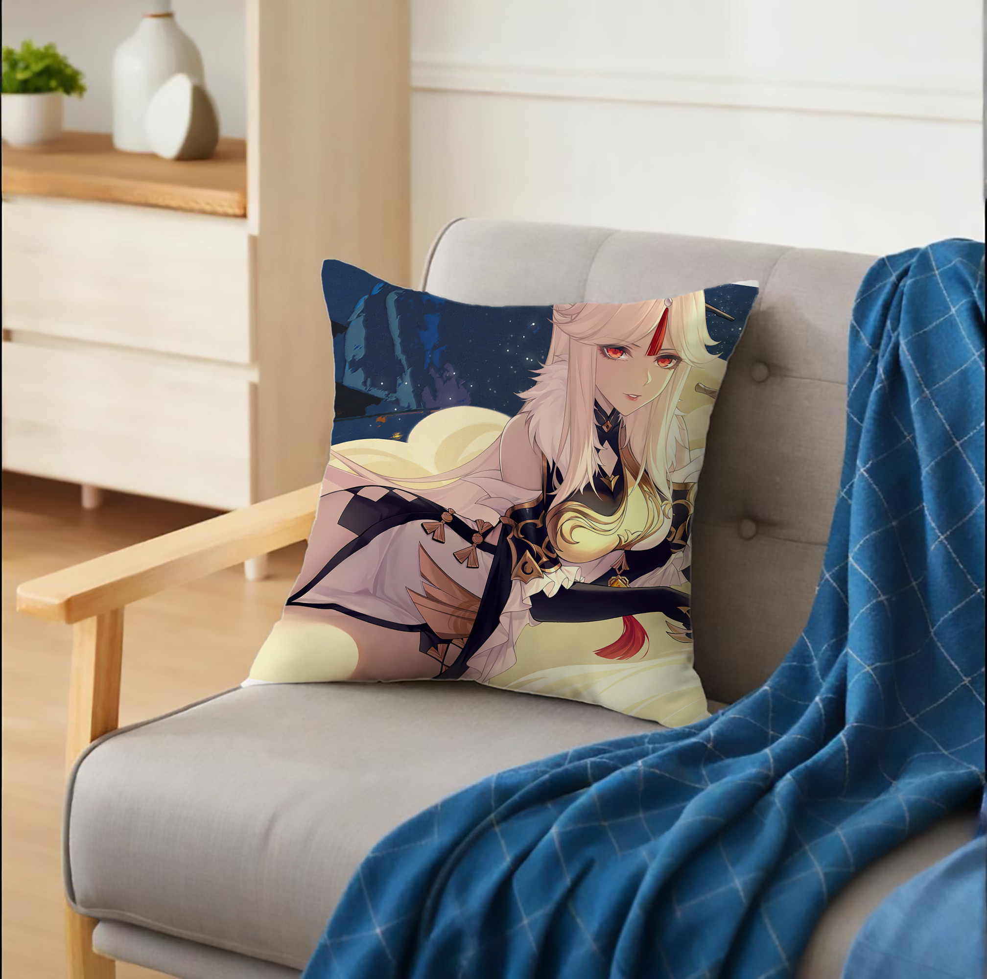 げんし神 genshin クッションカバー＆本体セット（ポリエステル素材）