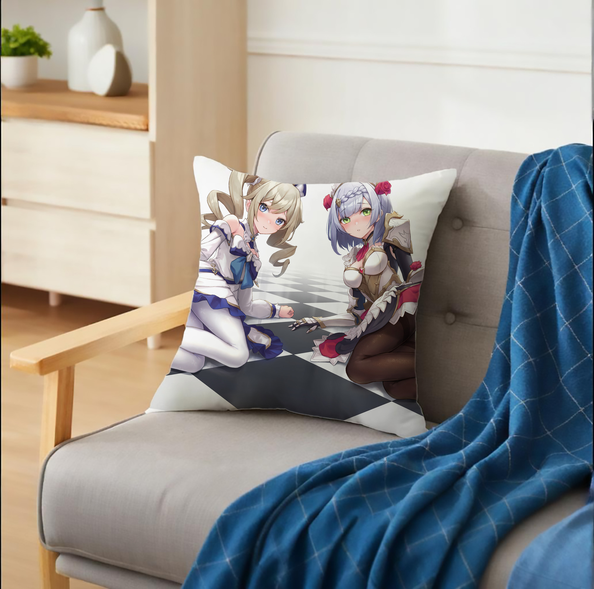 げんし神 genshin クッションカバー＆本体セット（ポリエステル素材）