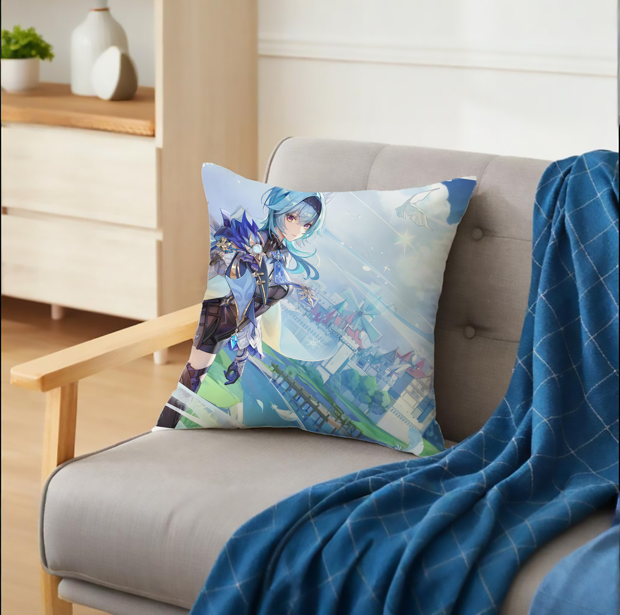 げんし神 genshin クッションカバー＆本体セット（ポリエステル素材）