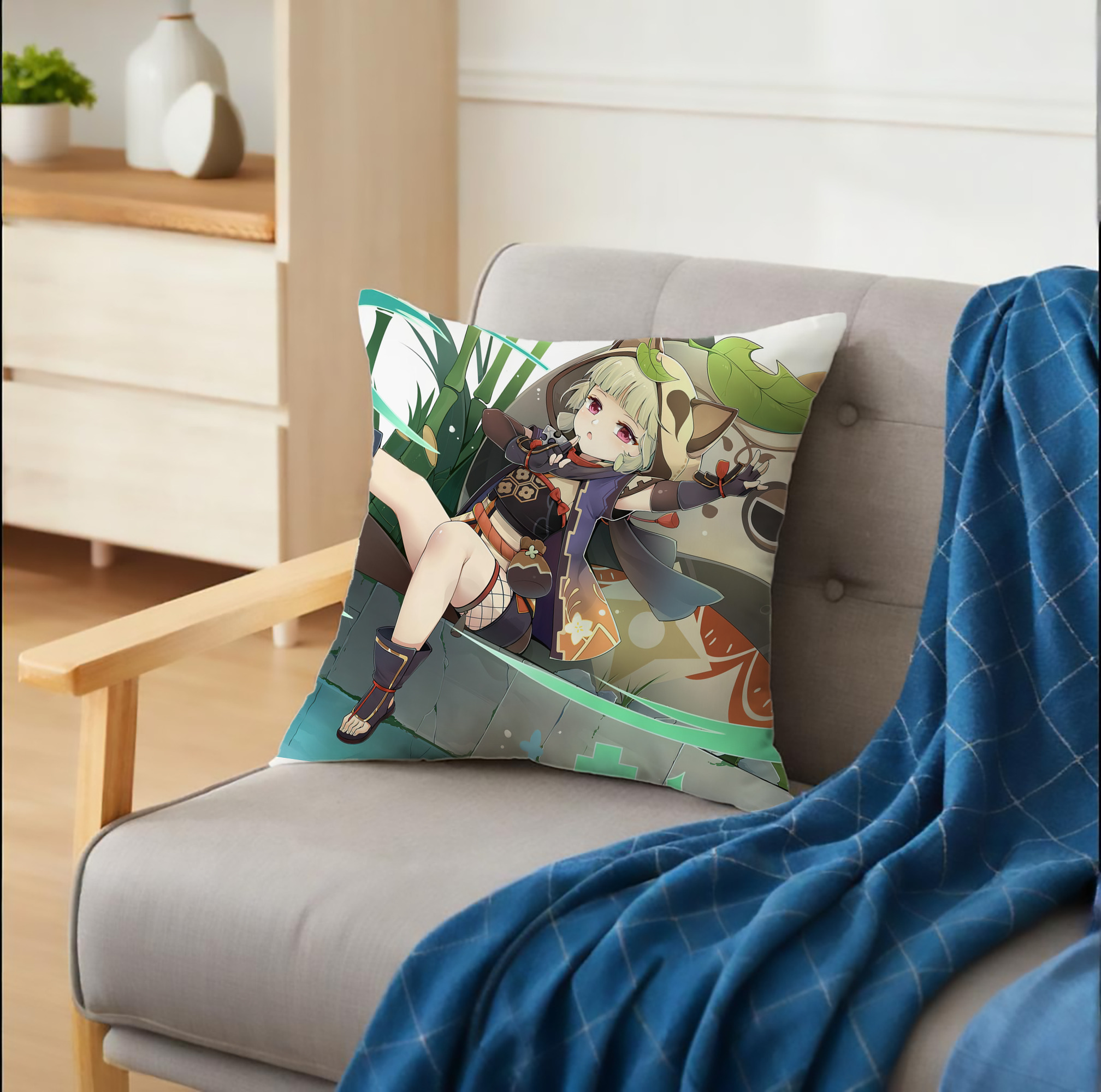 げんし神 genshin クッションカバー＆本体セット（ポリエステル素材）