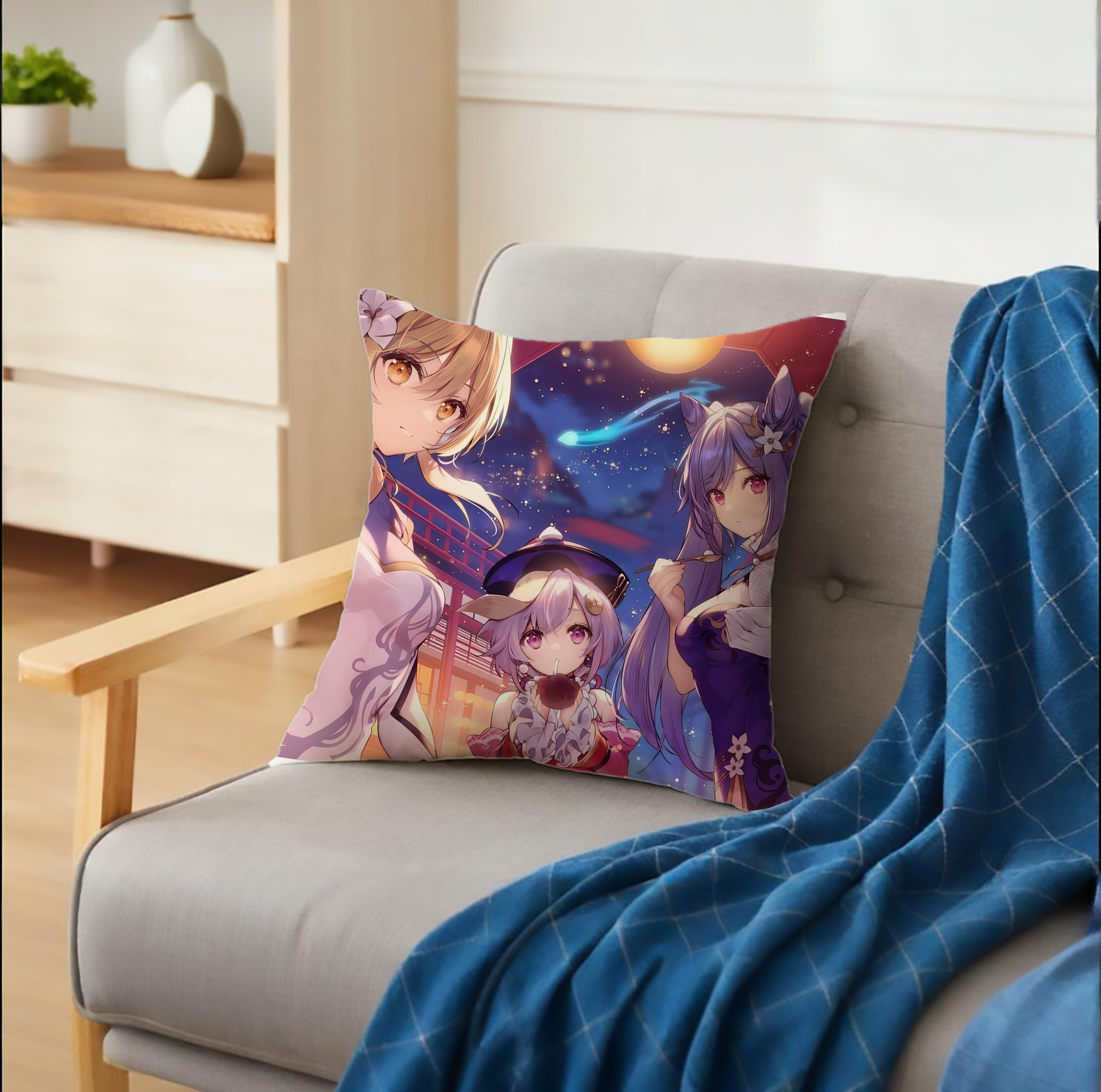 げんし神 genshin クッションカバー＆本体セット（ポリエステル素材）