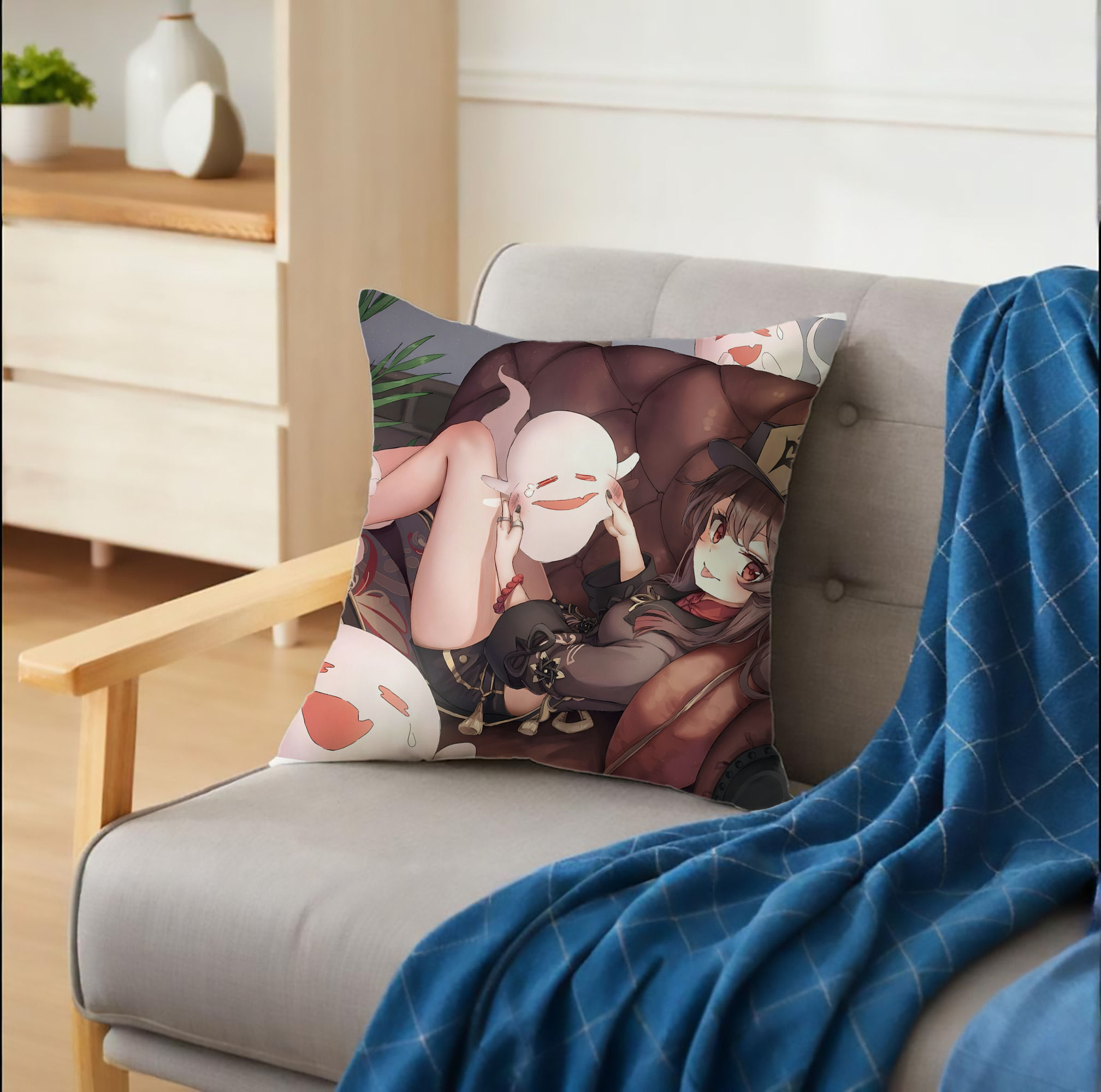 げんし神 genshin クッションカバー＆本体セット（ポリエステル素材）