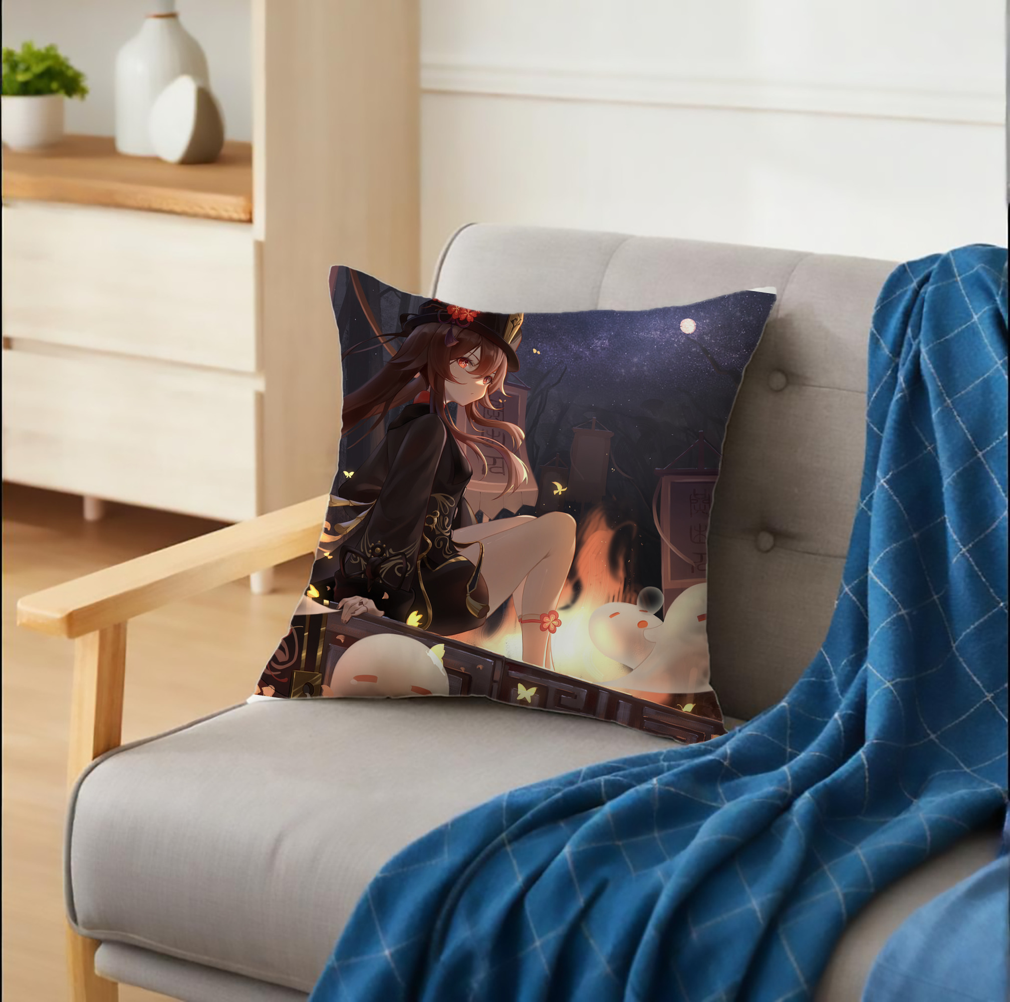げんし神 genshin クッションカバー＆本体セット（ポリエステル素材）