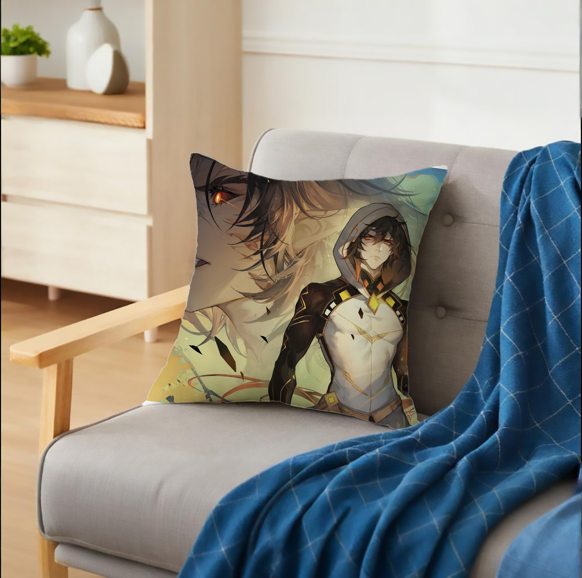 げんし神 genshin クッションカバー＆本体セット（ポリエステル素材）