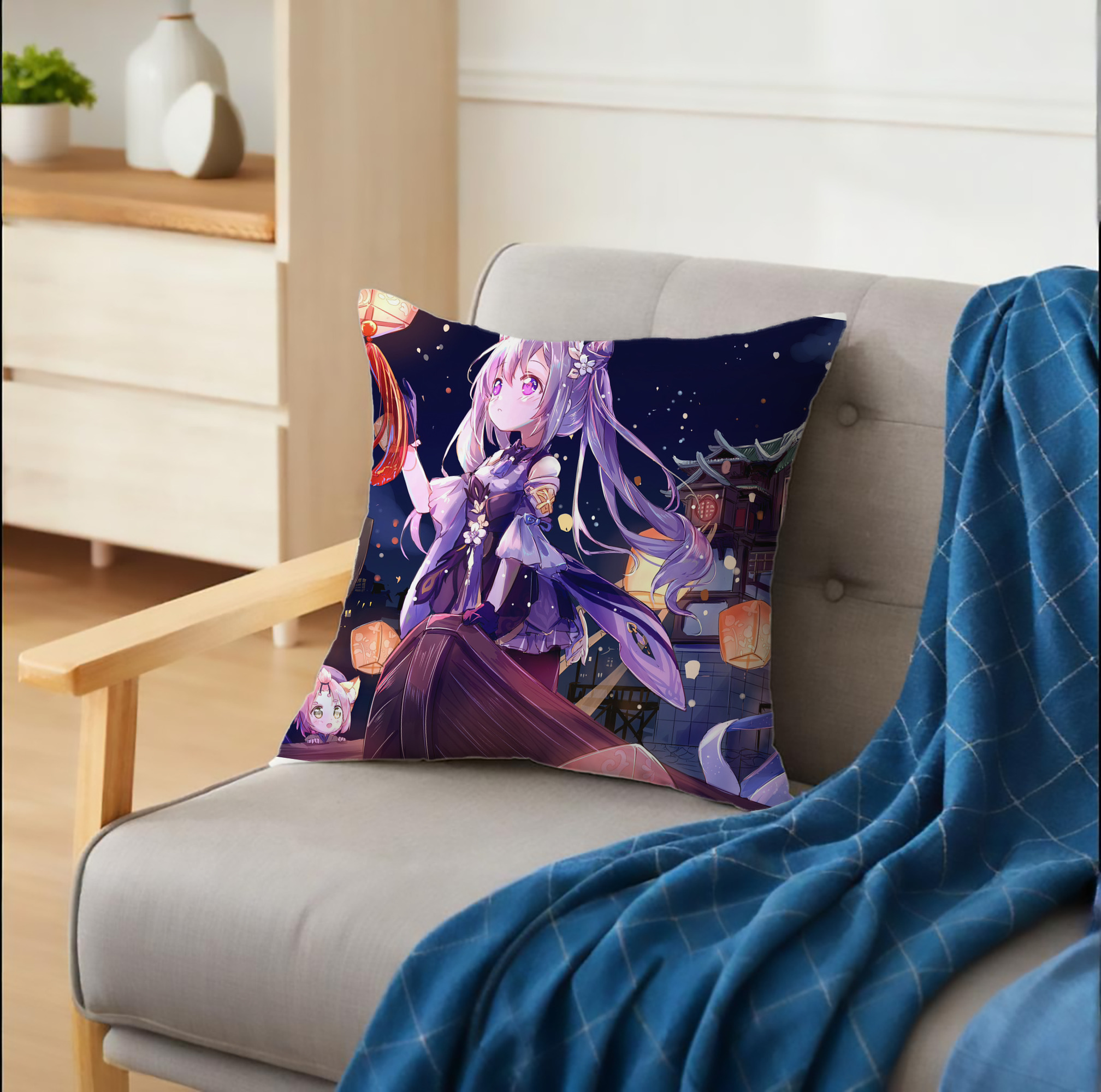 げんし神 genshin クッションカバー＆本体セット（ポリエステル素材）