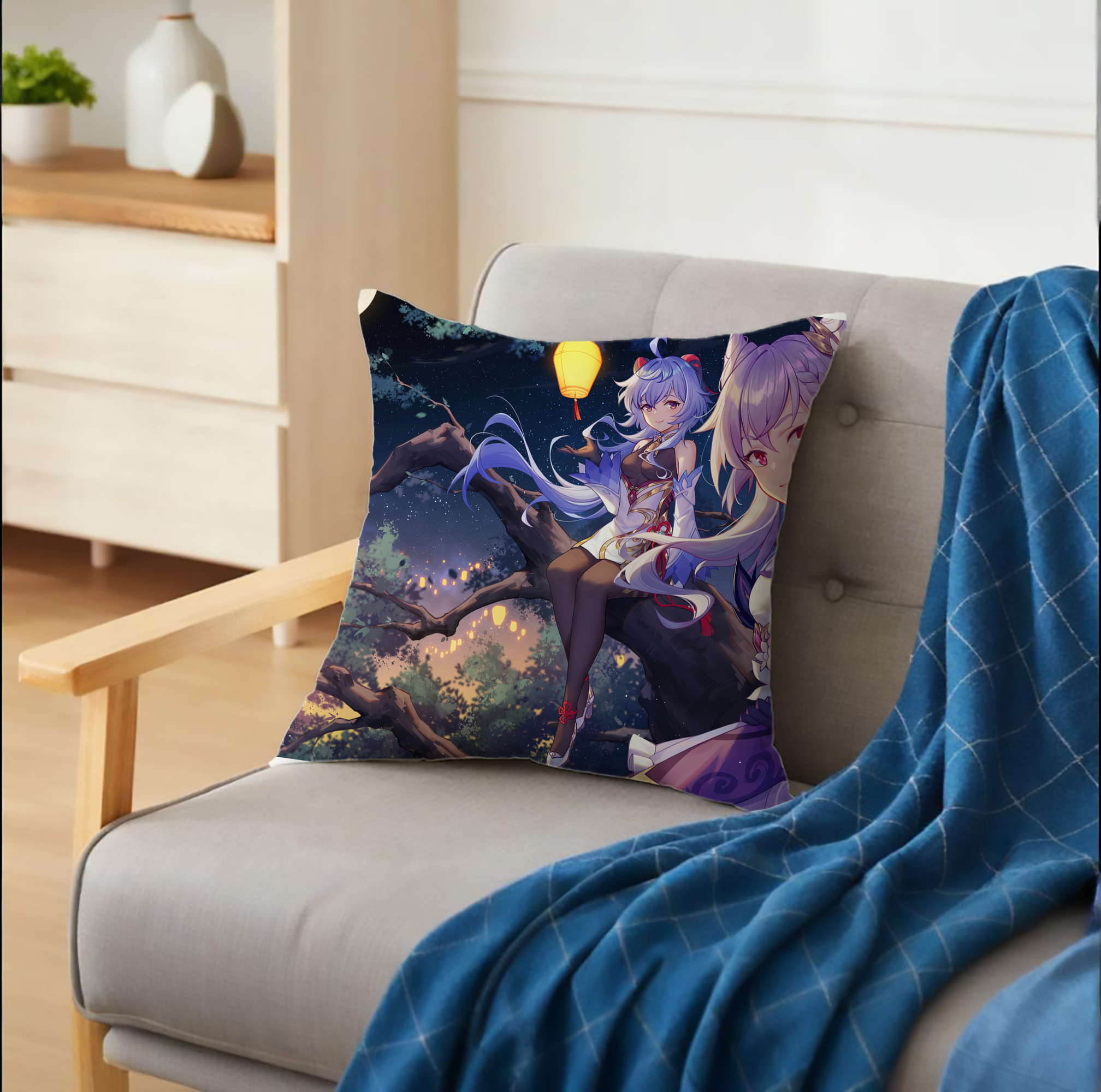 げんし神 genshin クッションカバー＆本体セット（ポリエステル素材）