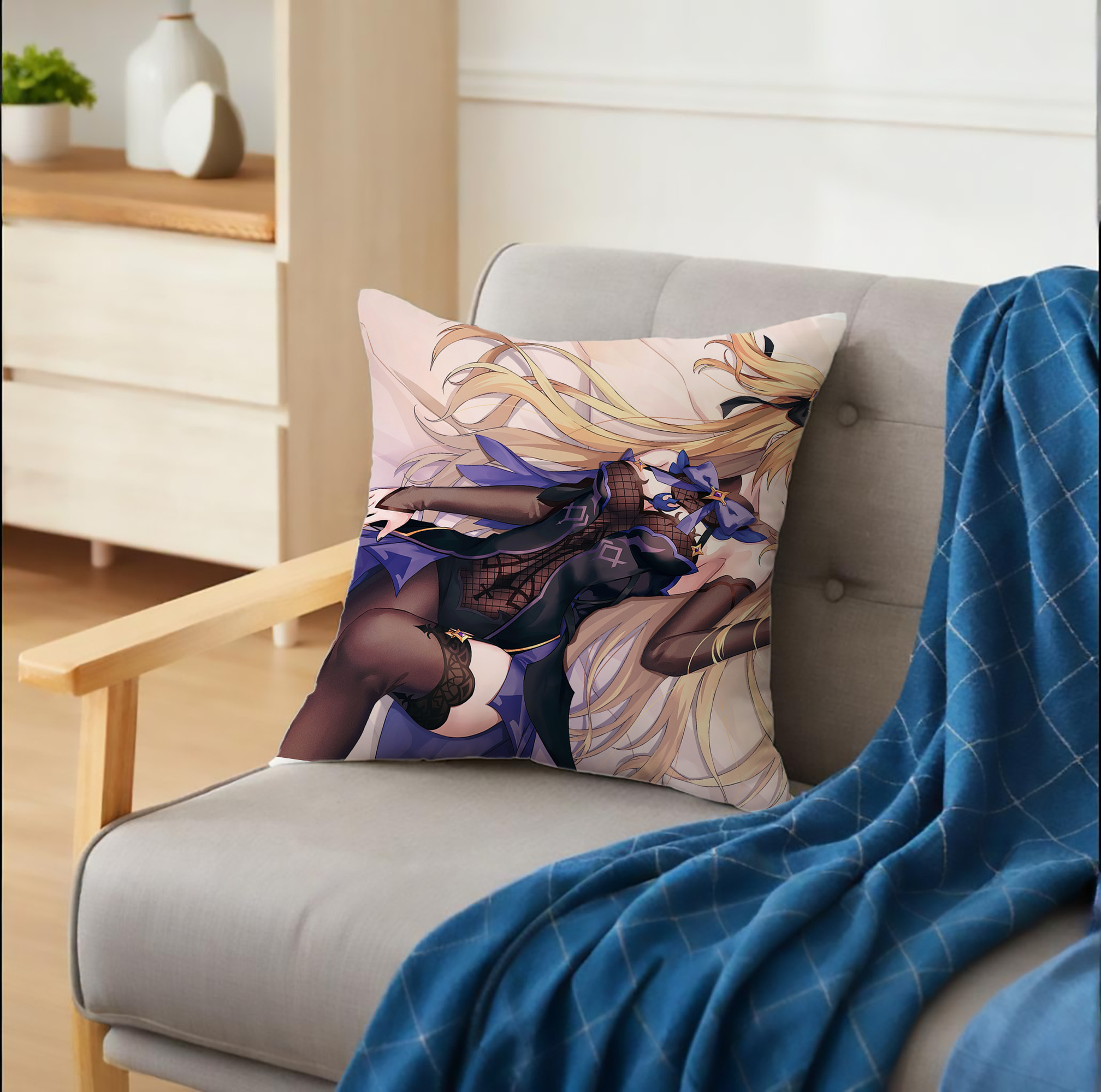 げんし神 genshin クッションカバー＆本体セット（ポリエステル素材）