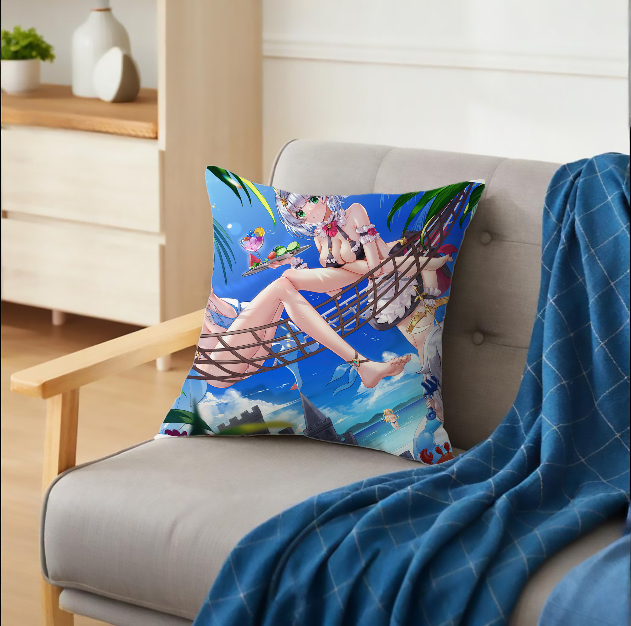 げんし神 genshin クッションカバー＆本体セット（ポリエステル素材）