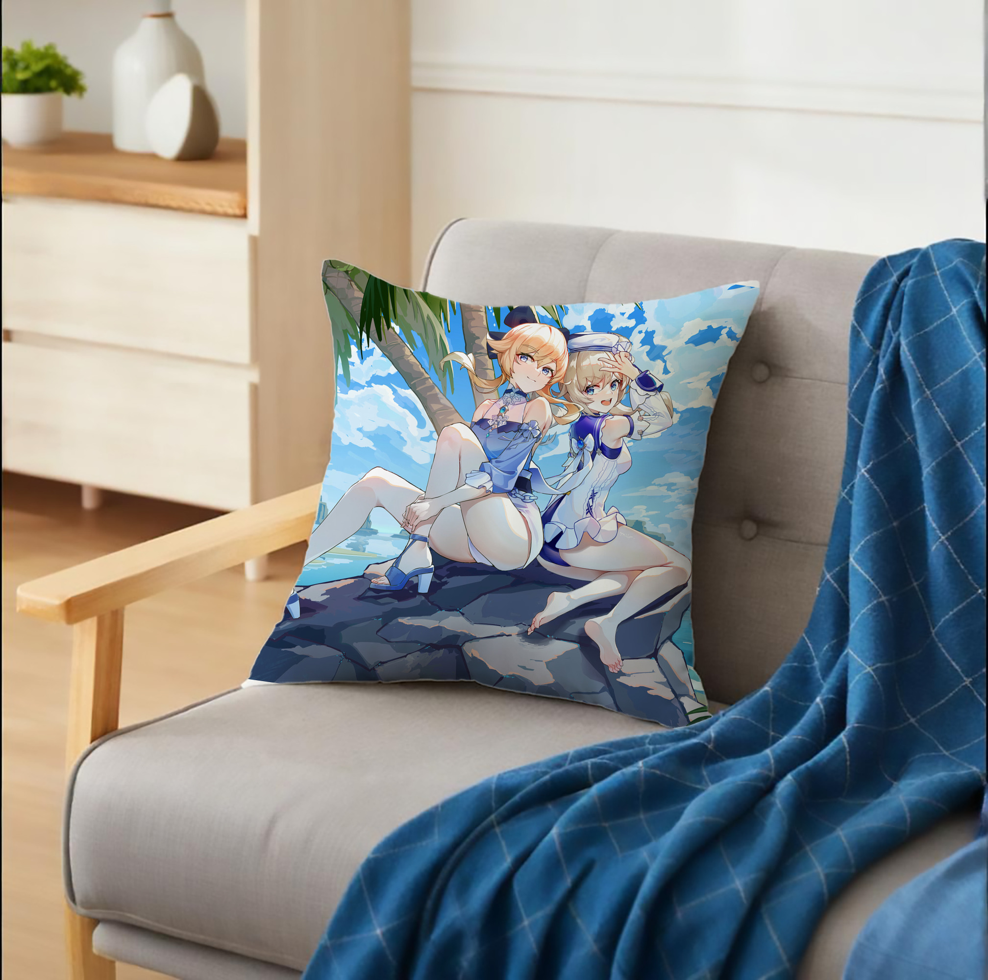 げんし神 genshin クッションカバー＆本体セット（ポリエステル素材）