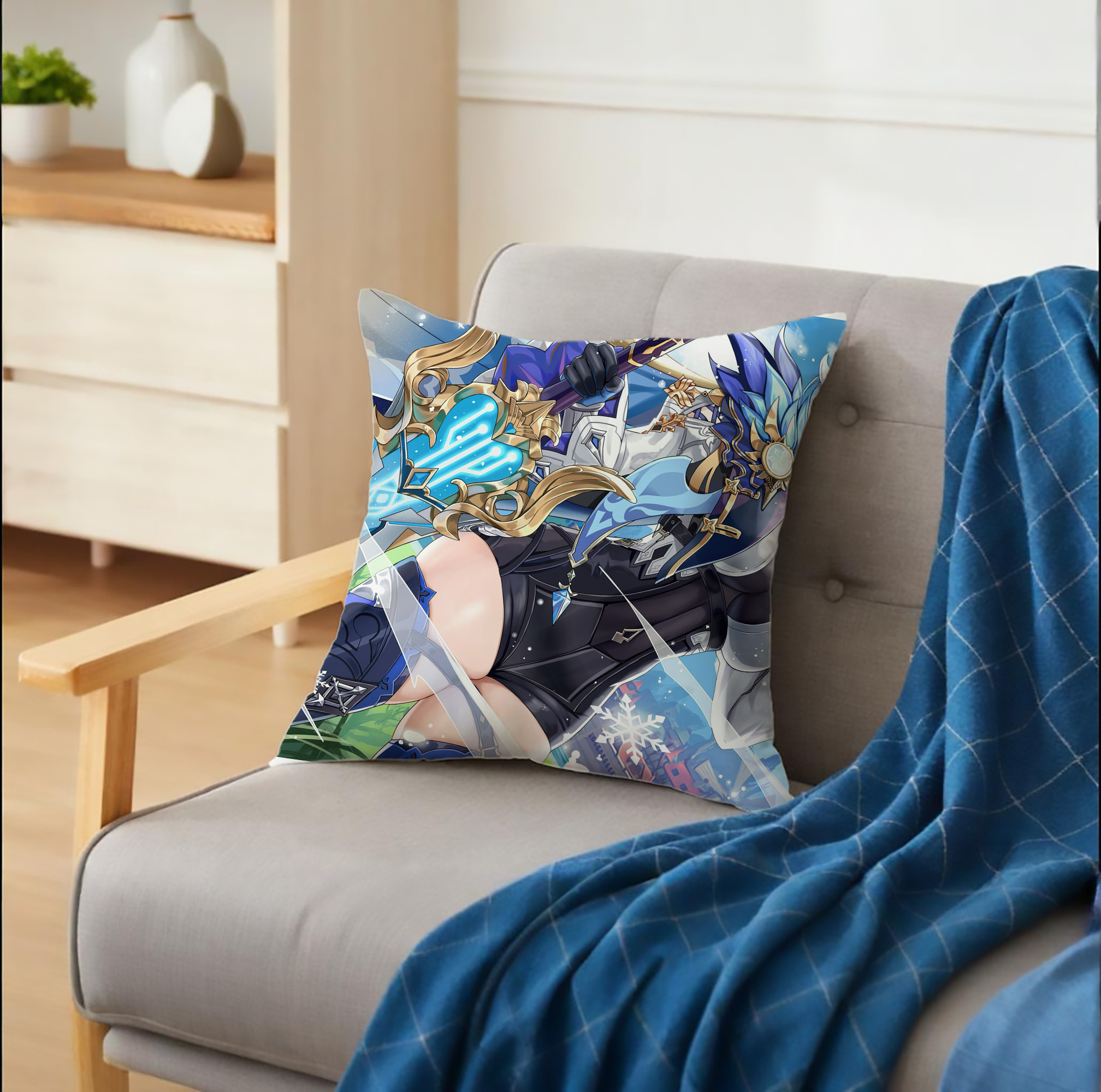 げんし神 genshin クッションカバー＆本体セット（ポリエステル素材）