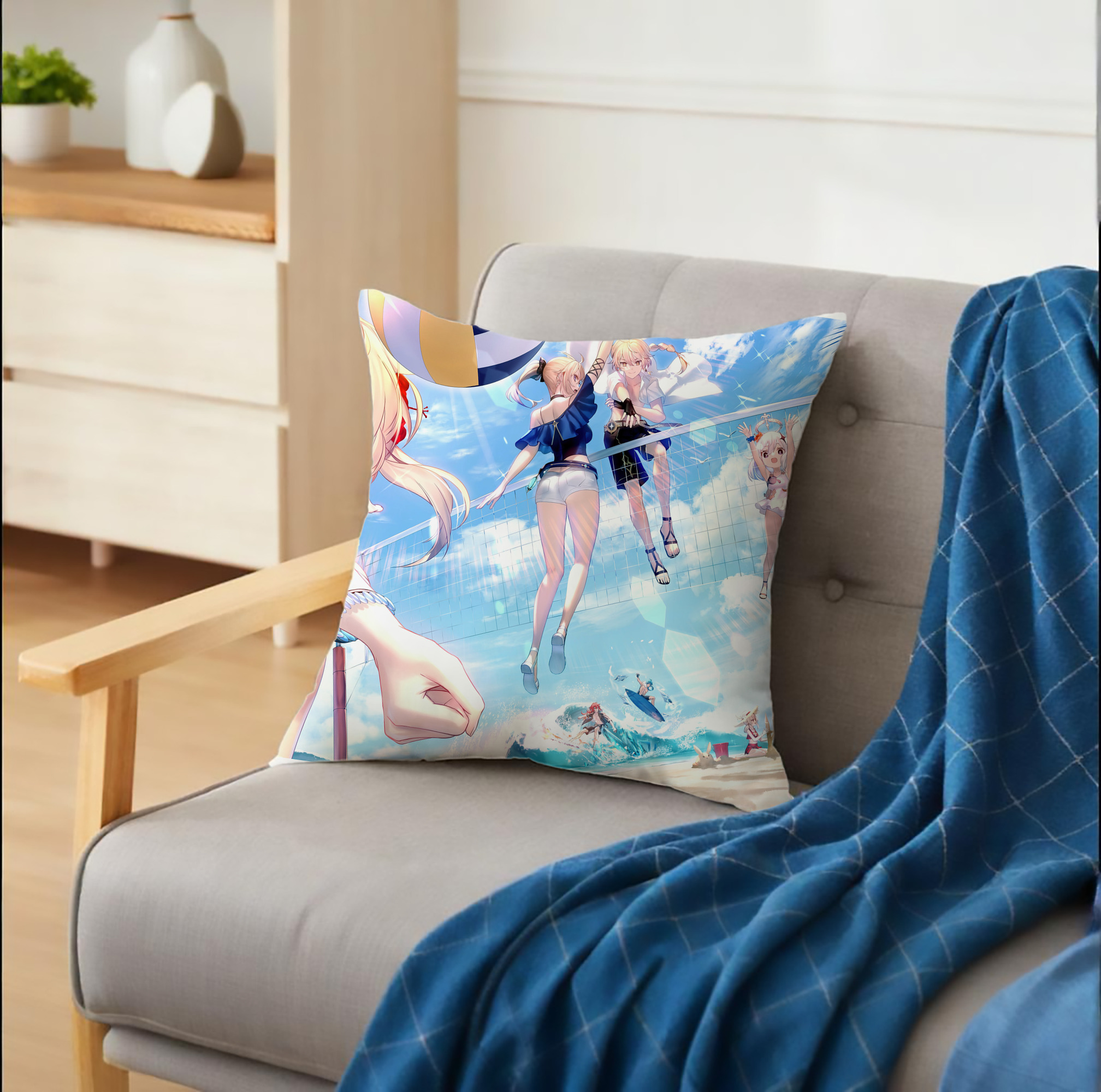 げんし神 genshin クッションカバー＆本体セット（ポリエステル素材）