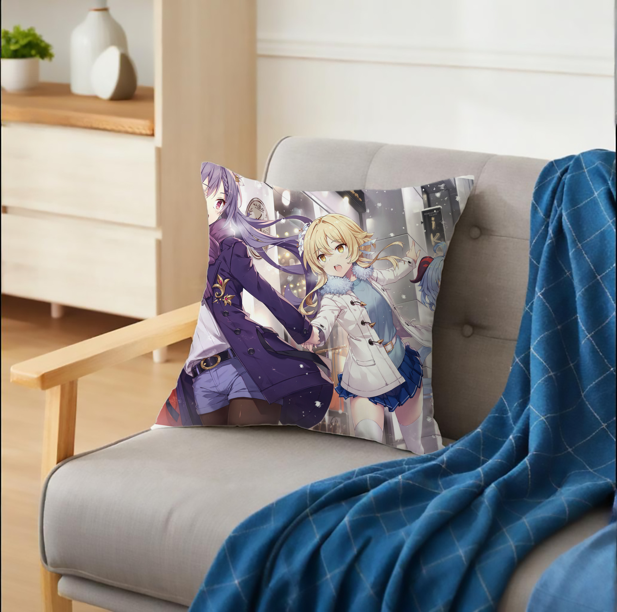 げんし神 genshin クッションカバー＆本体セット（ポリエステル素材）