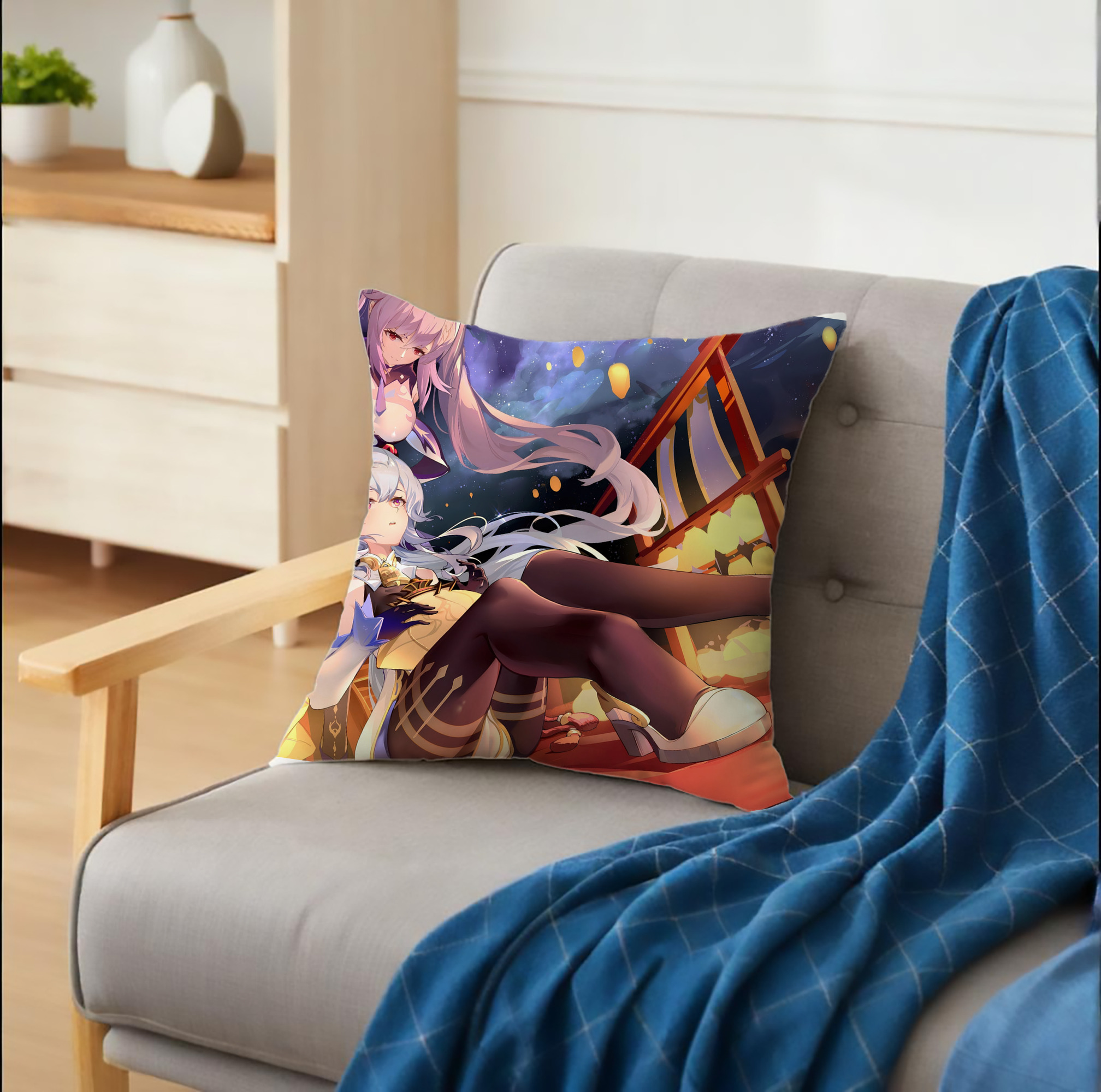 げんし神 genshin クッションカバー＆本体セット（ポリエステル素材）