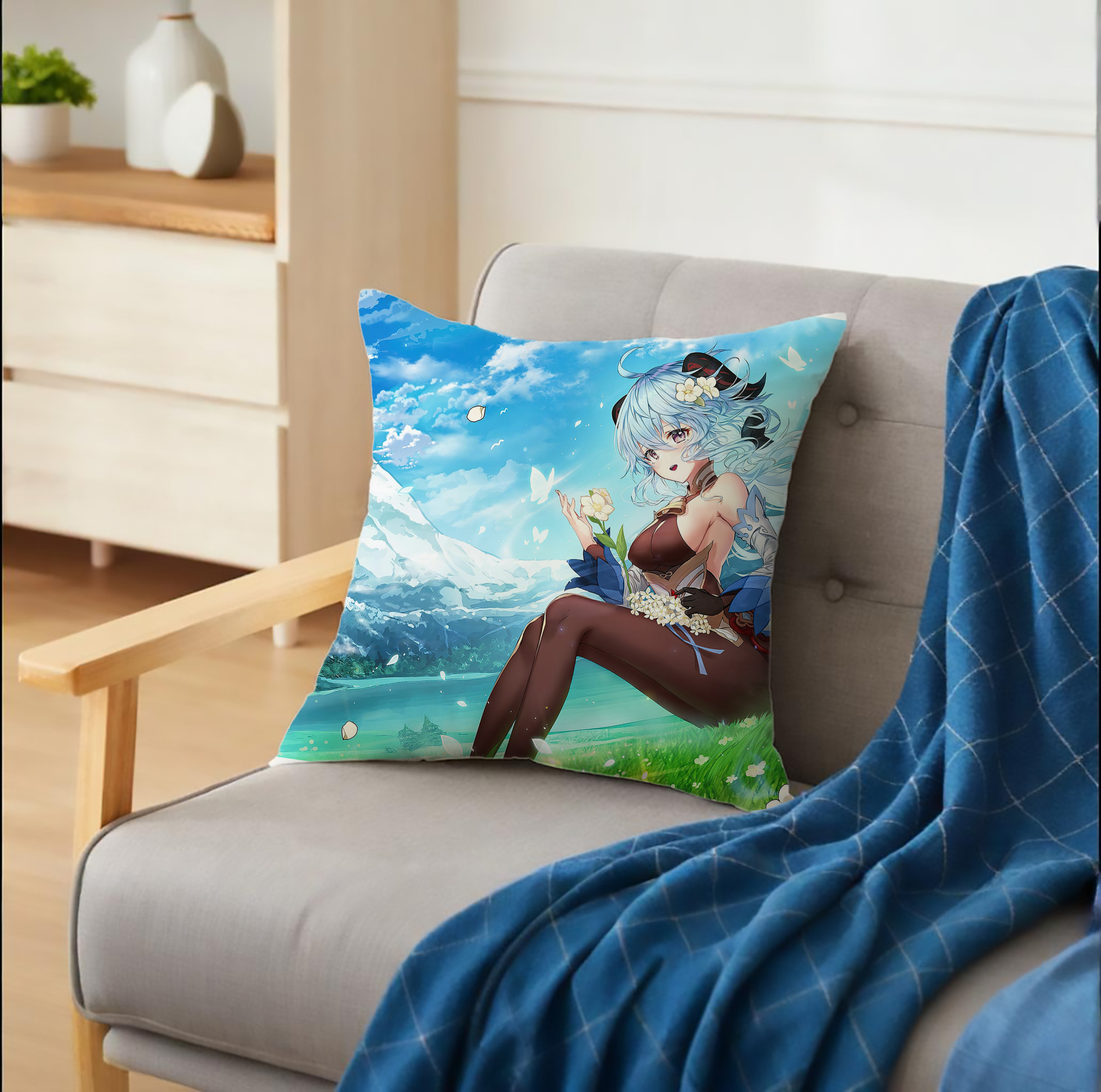 げんし神 genshin クッションカバー＆本体セット（ポリエステル素材）