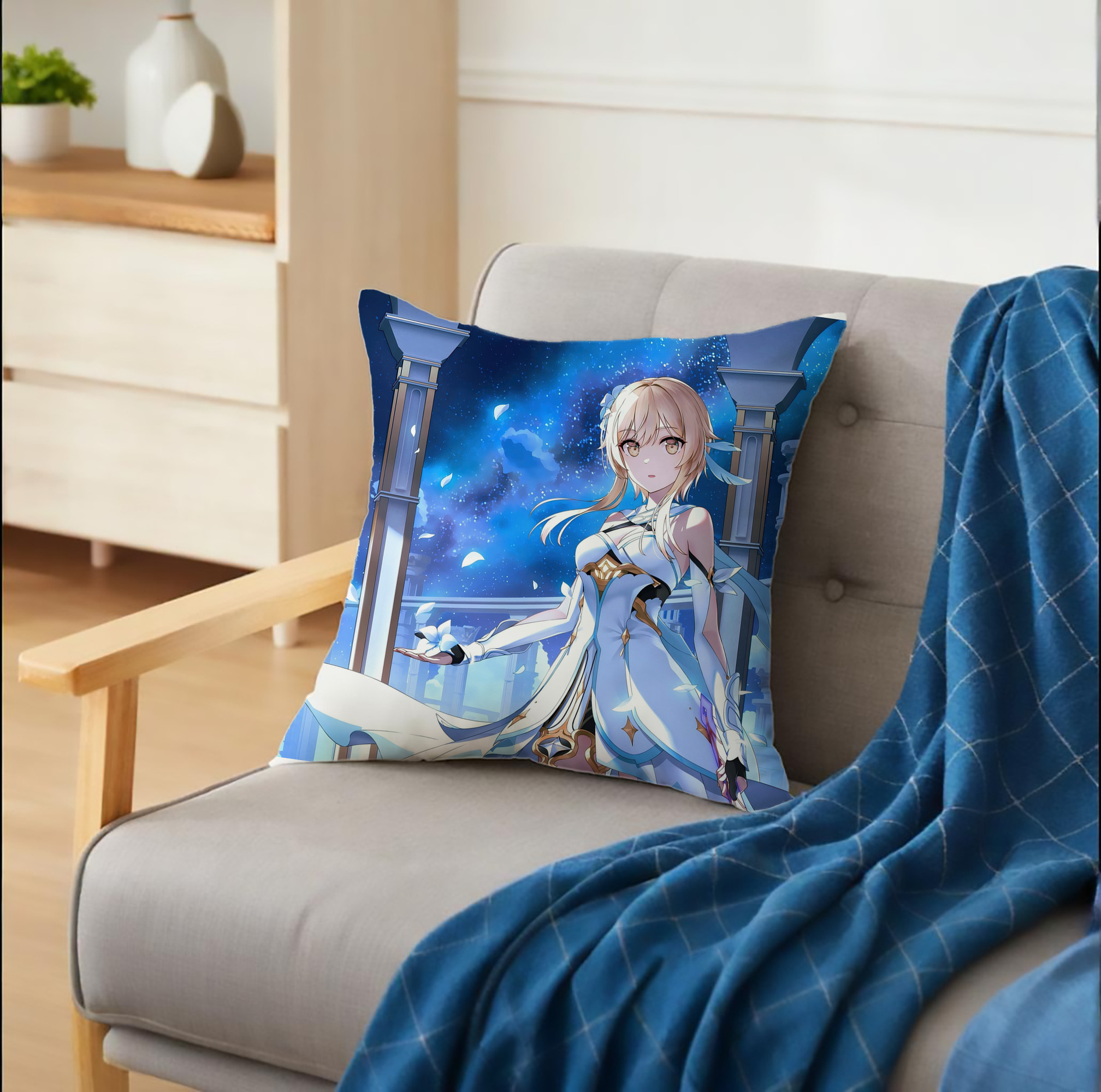 げんし神 genshin クッションカバー＆本体セット（ポリエステル素材）