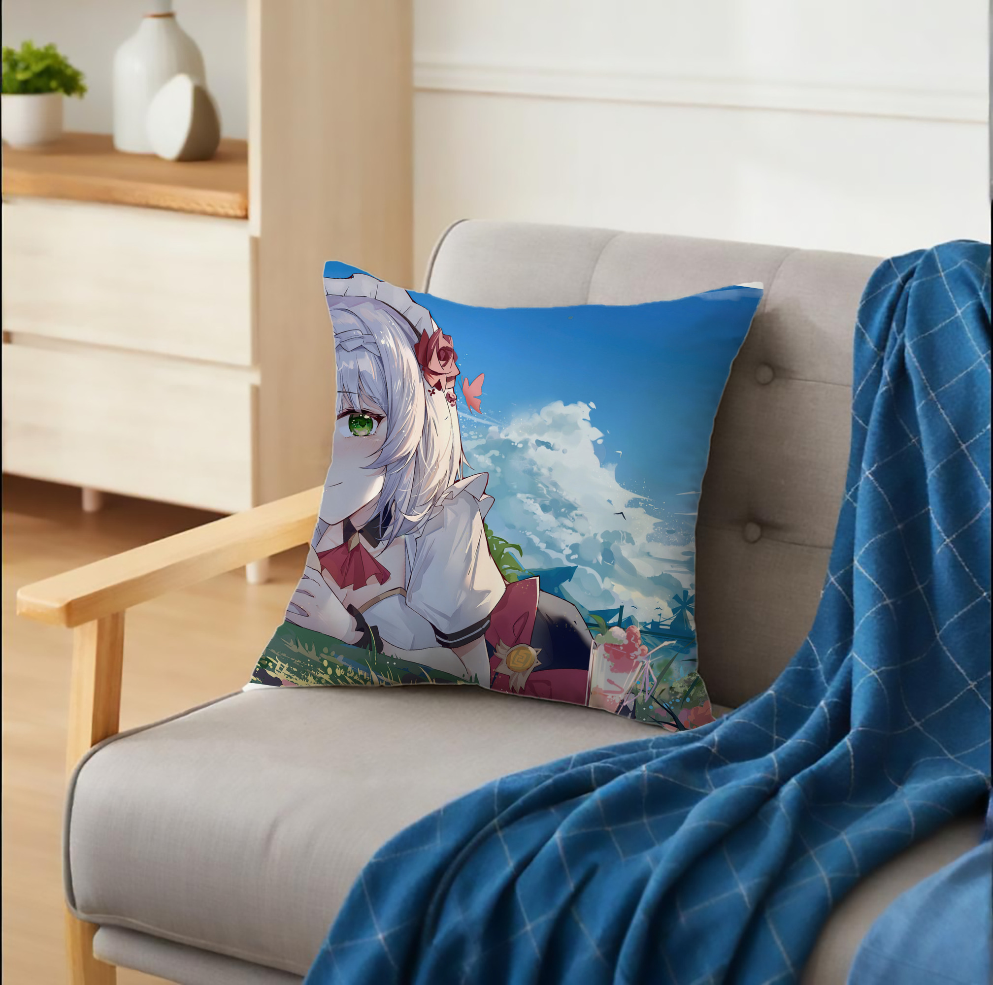 げんし神 genshin クッションカバー＆本体セット（ポリエステル素材）