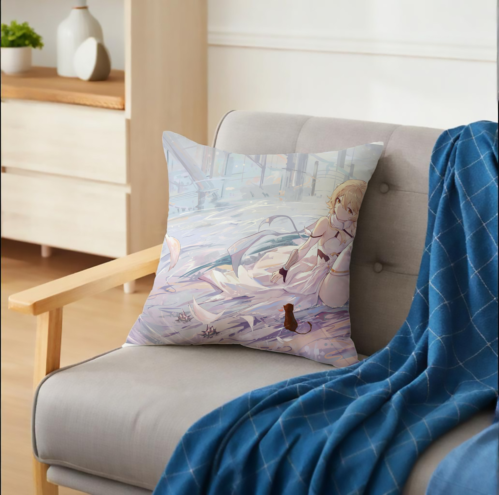 げんし神 genshin クッションカバー＆本体セット（ポリエステル素材）