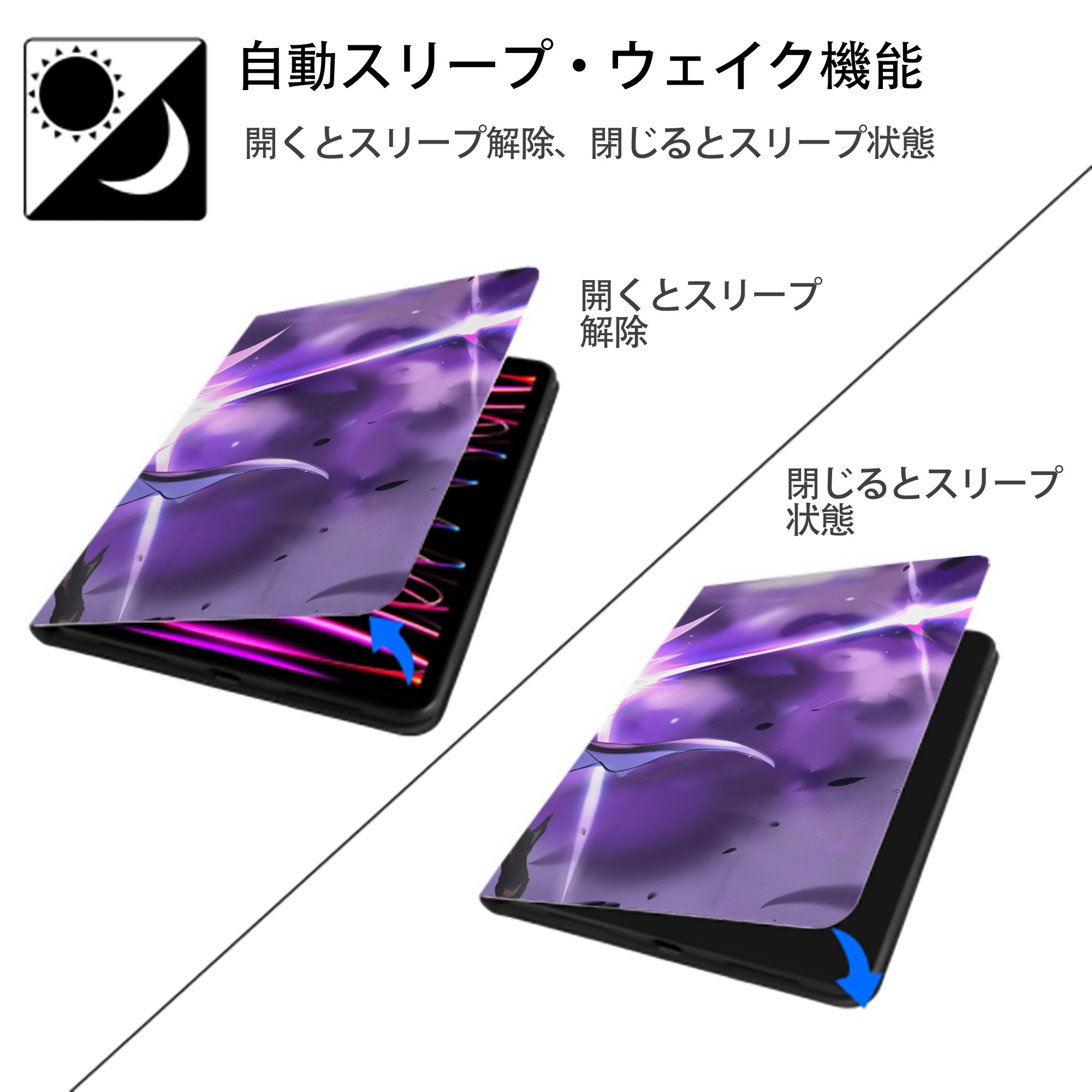 げんし神 genshin IPad ケース ブック型 PUレザー TPU 耐衝撃 軽量 薄型 ペン収納なし 全面保護 IPad 各モデル対応
