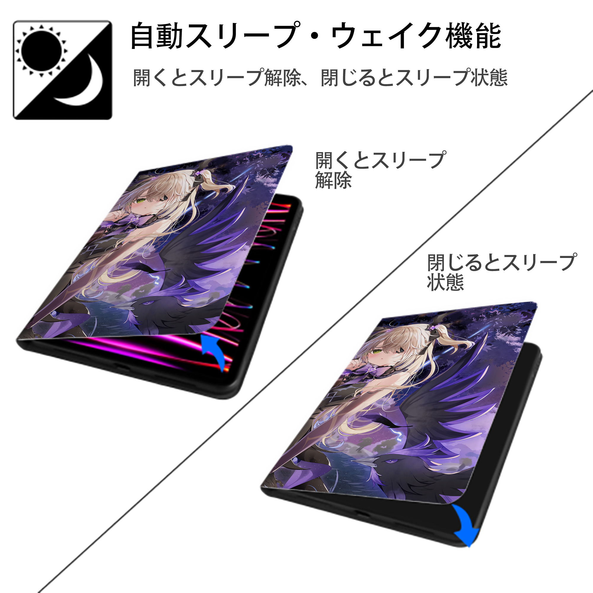 げんし神 genshin IPad ケース ブック型 PUレザー TPU 耐衝撃 軽量 薄型 ペン収納なし 全面保護 IPad 各モデル対応