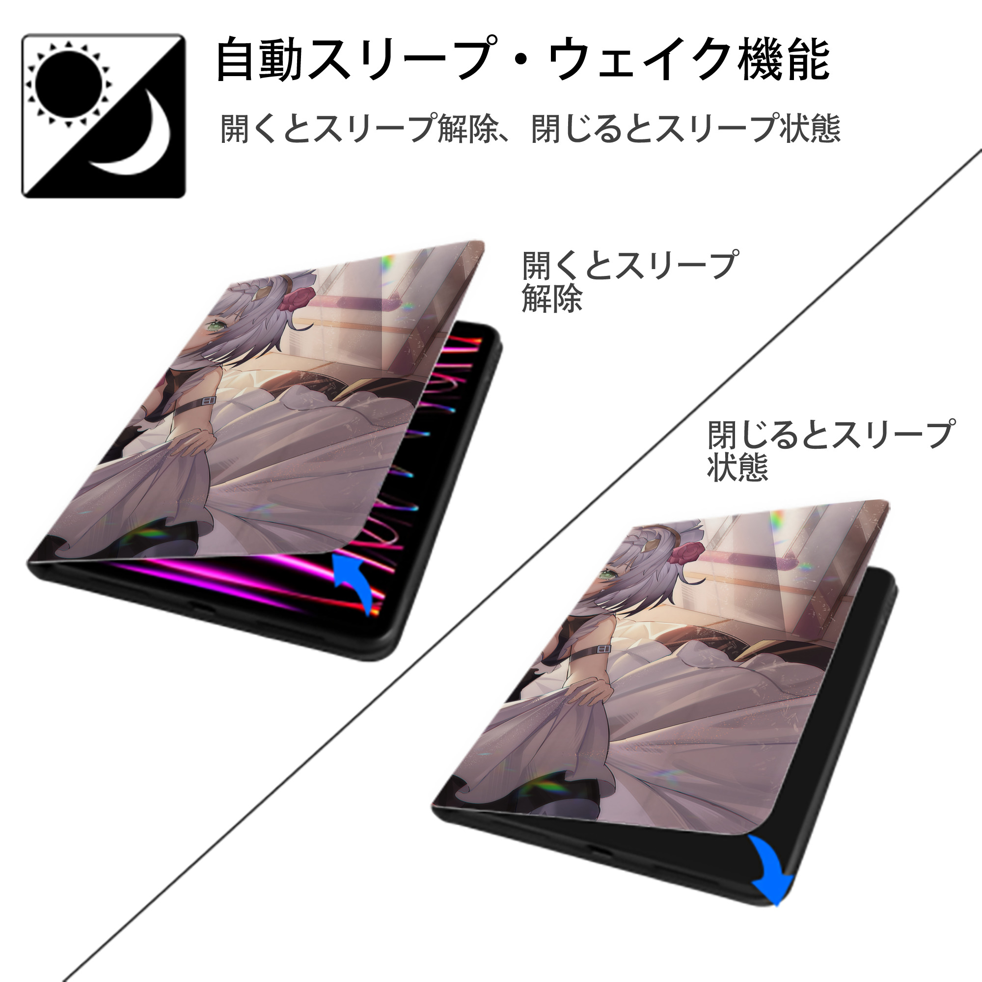 げんし神 genshin IPad ケース ブック型 PUレザー TPU 耐衝撃 軽量 薄型 ペン収納なし 全面保護 IPad 各モデル対応