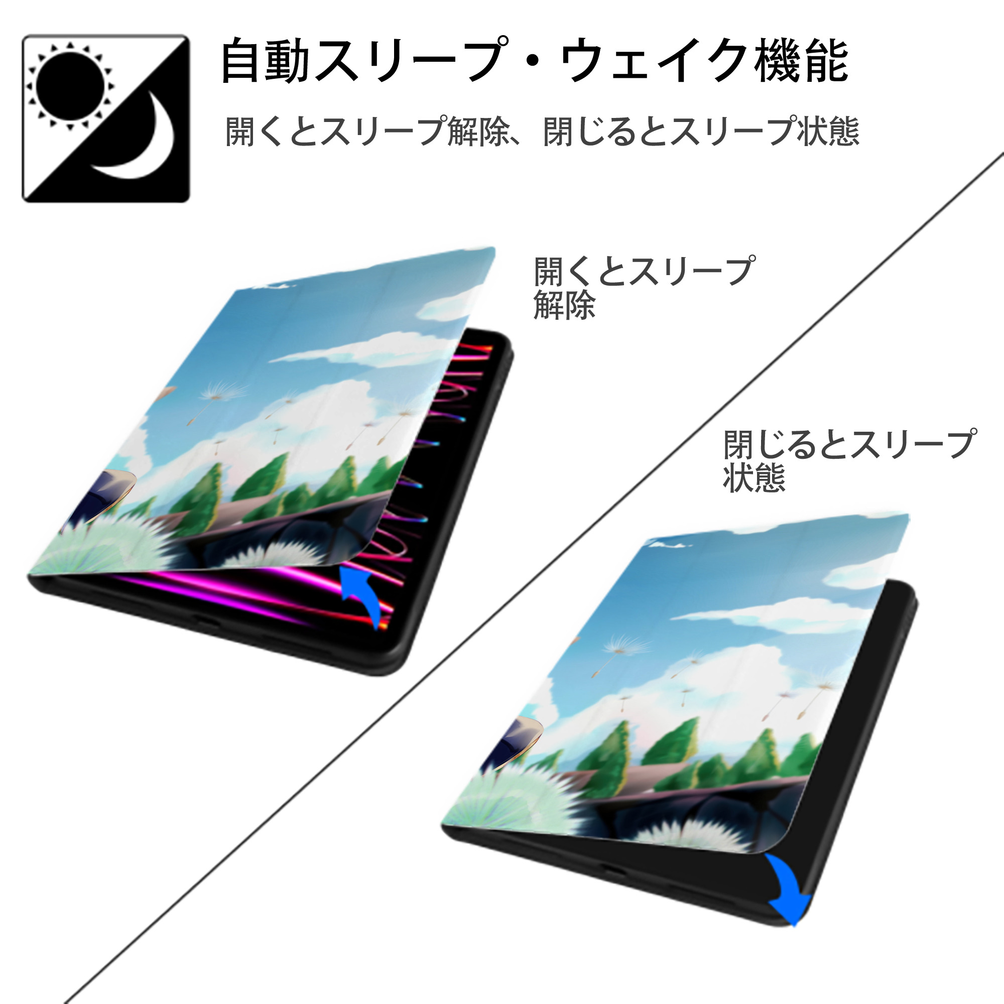 げんし神 genshin IPad ケース ブック型 PUレザー TPU 耐衝撃 軽量 薄型 ペン収納なし 全面保護 IPad 各モデル対応