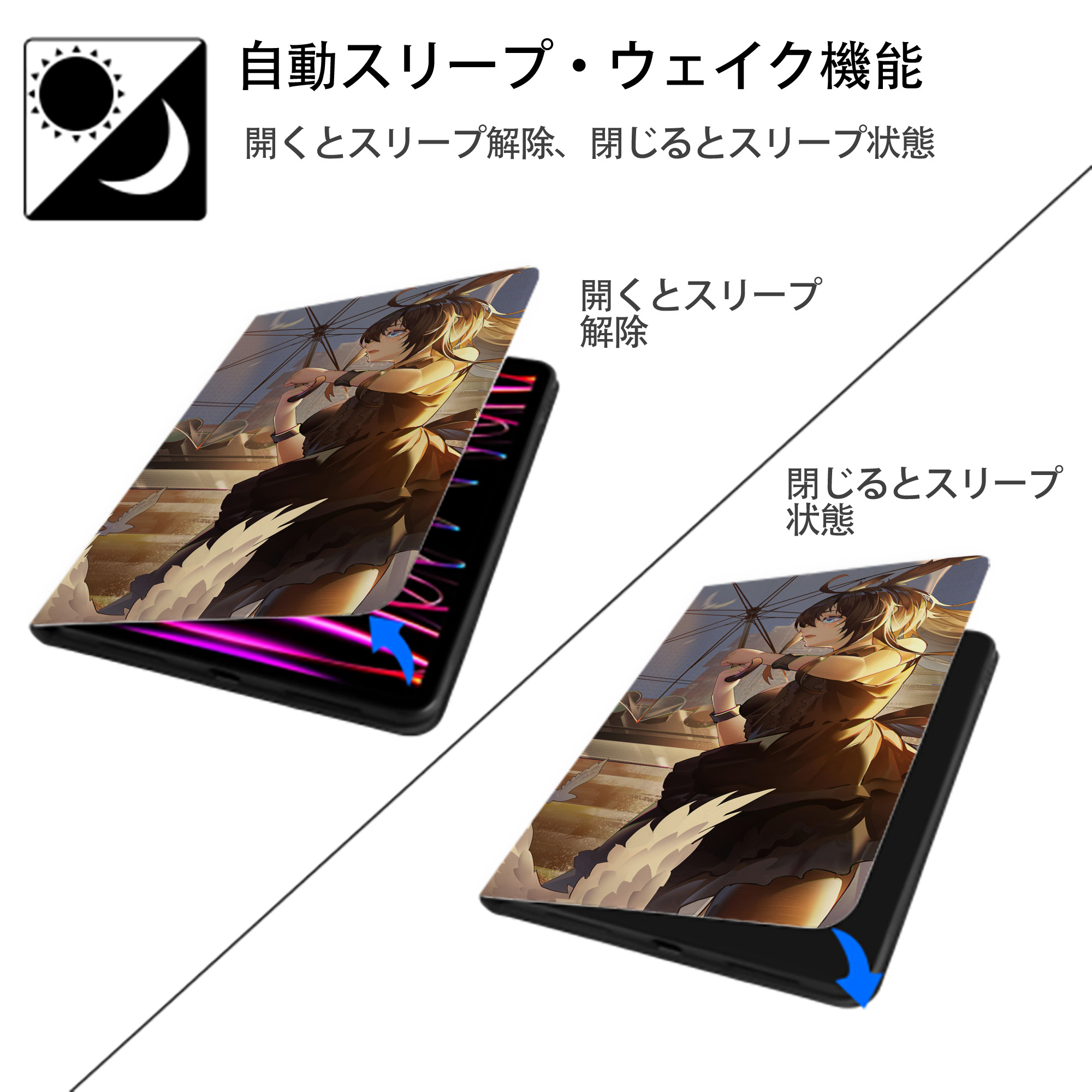 げんし神 genshin IPad ケース ブック型 PUレザー TPU 耐衝撃 軽量 薄型 ペン収納なし 全面保護 IPad 各モデル対応
