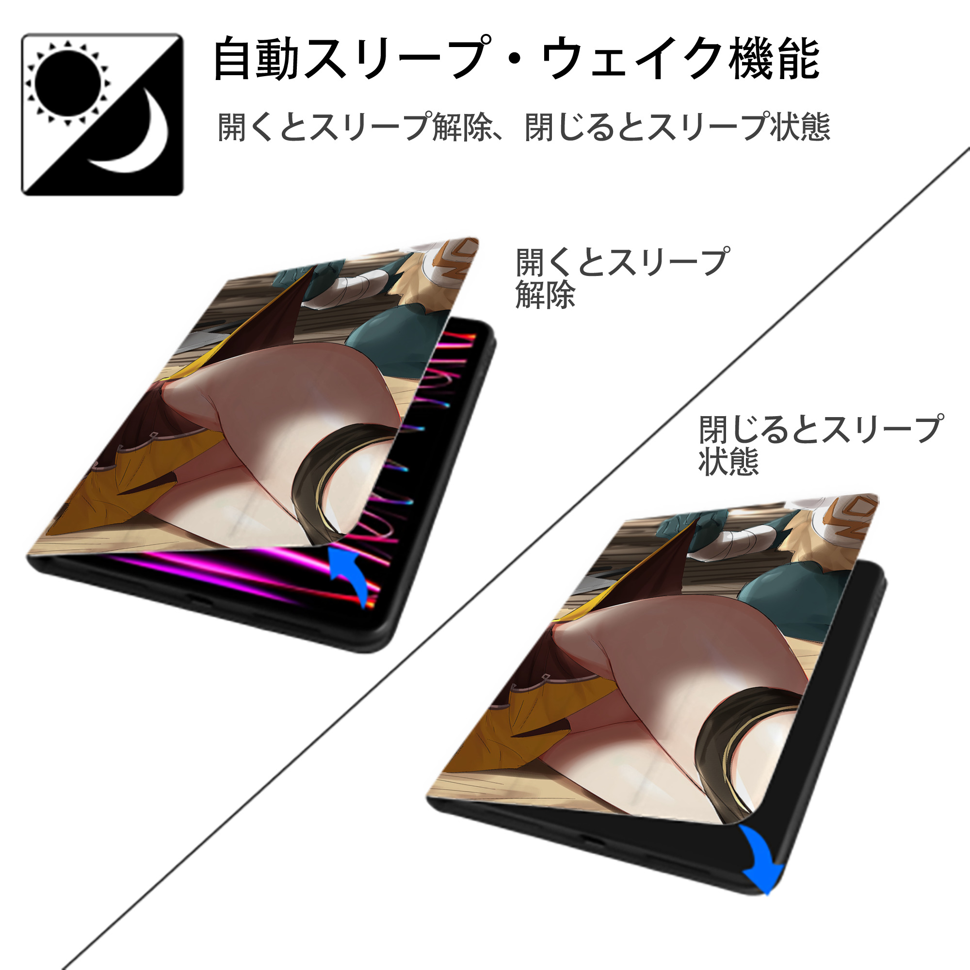 げんし神 genshin IPad ケース ブック型 PUレザー TPU 耐衝撃 軽量 薄型 ペン収納なし 全面保護 IPad 各モデル対応