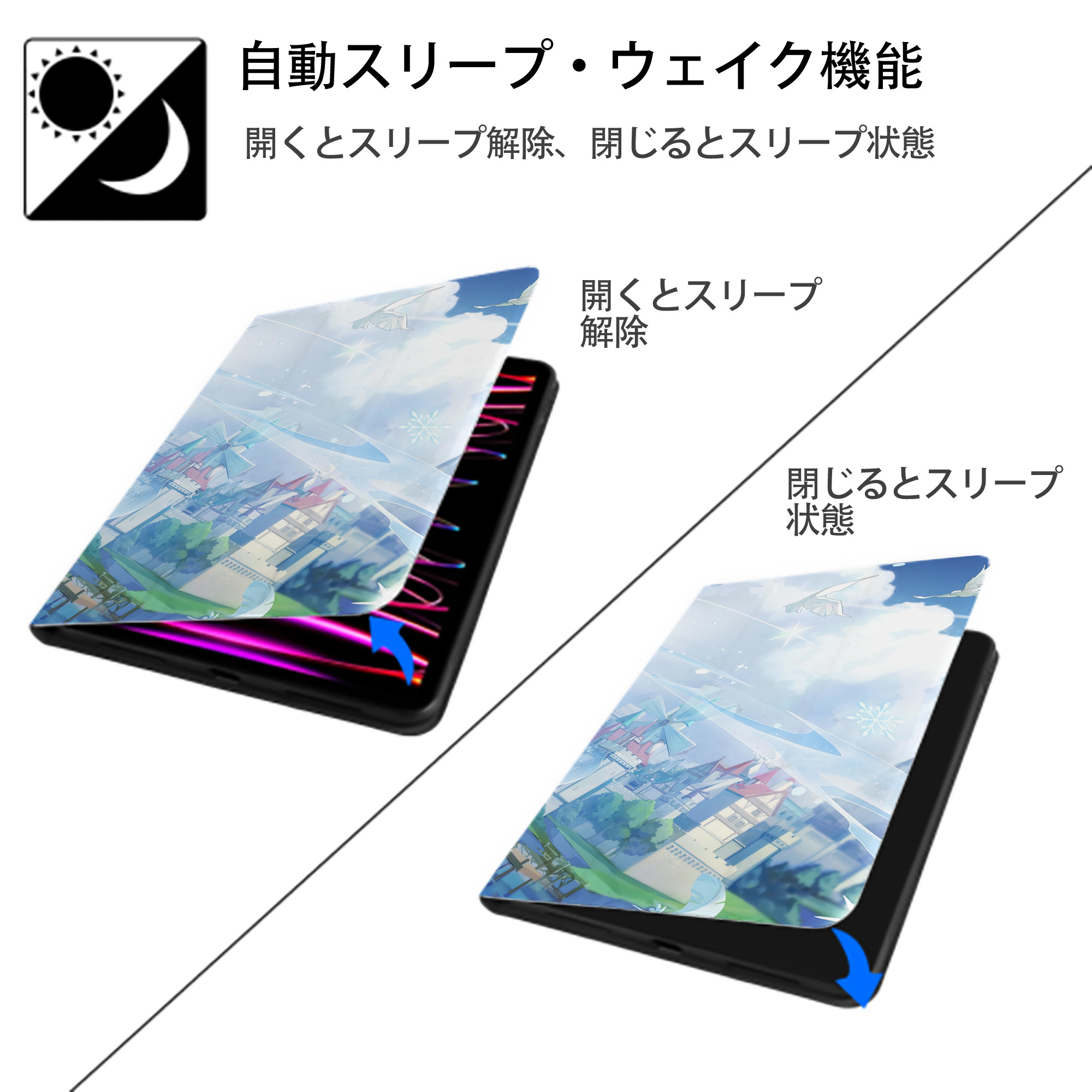 げんし神 genshin IPad ケース ブック型 PUレザー TPU 耐衝撃 軽量 薄型 ペン収納なし 全面保護 IPad 各モデル対応