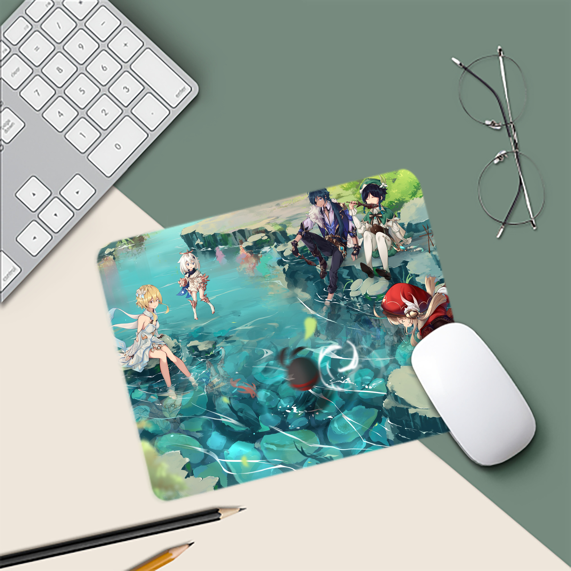 げんし神 genshin マウスパッド ステッチ加工 ラバー素材 防水 滑り止め 超薄型 ゲーミング/オフィス対応