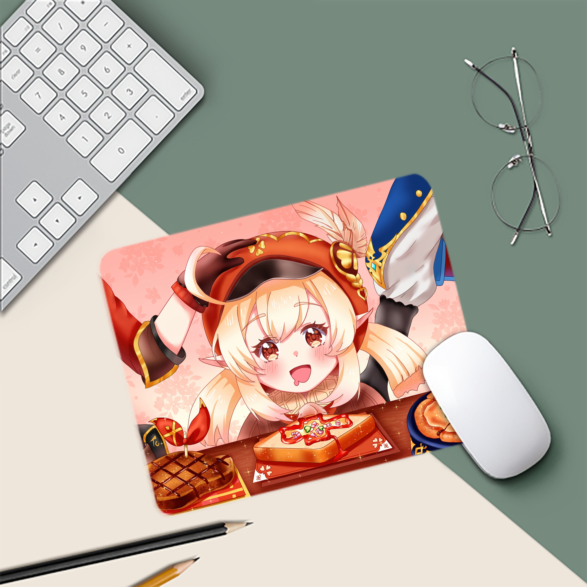 げんし神 genshin マウスパッド ステッチ加工 ラバー素材 防水 滑り止め 超薄型 ゲーミング/オフィス対応