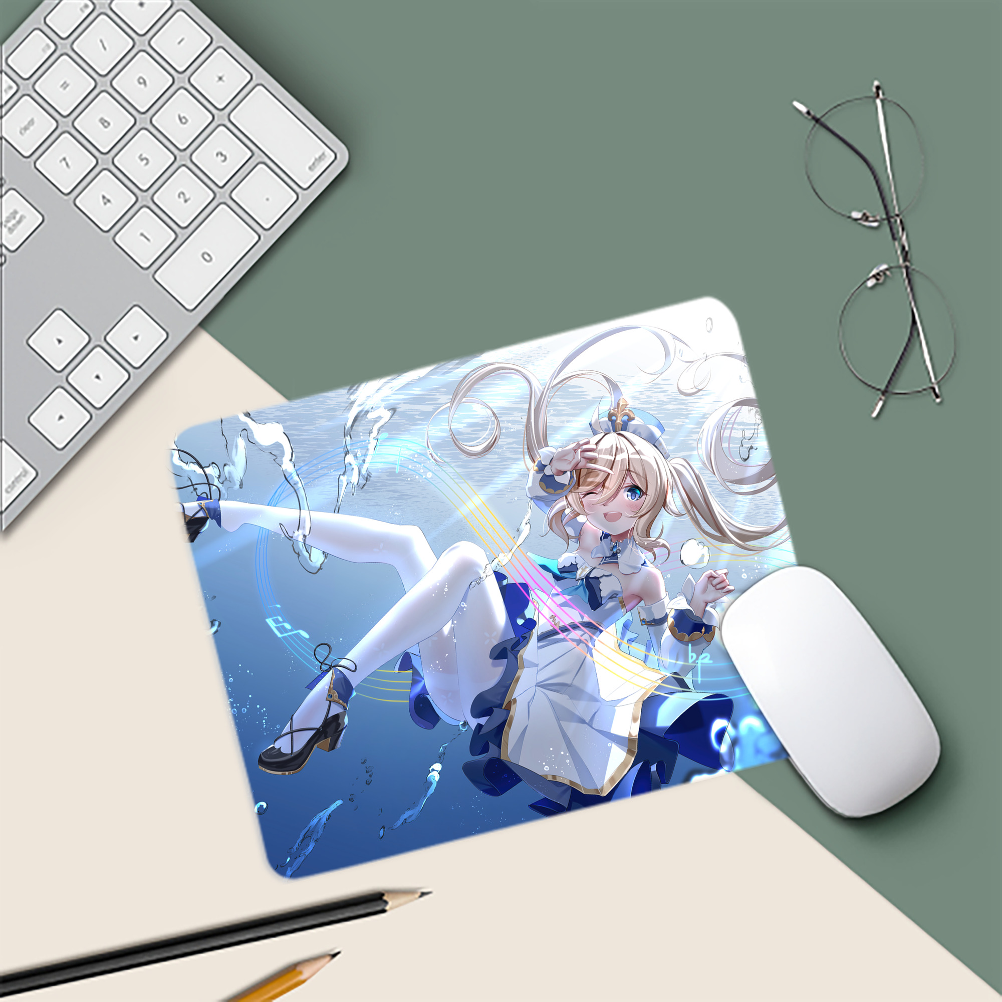 げんし神 genshin マウスパッド ステッチ加工 ラバー素材 防水 滑り止め 超薄型 ゲーミング/オフィス対応