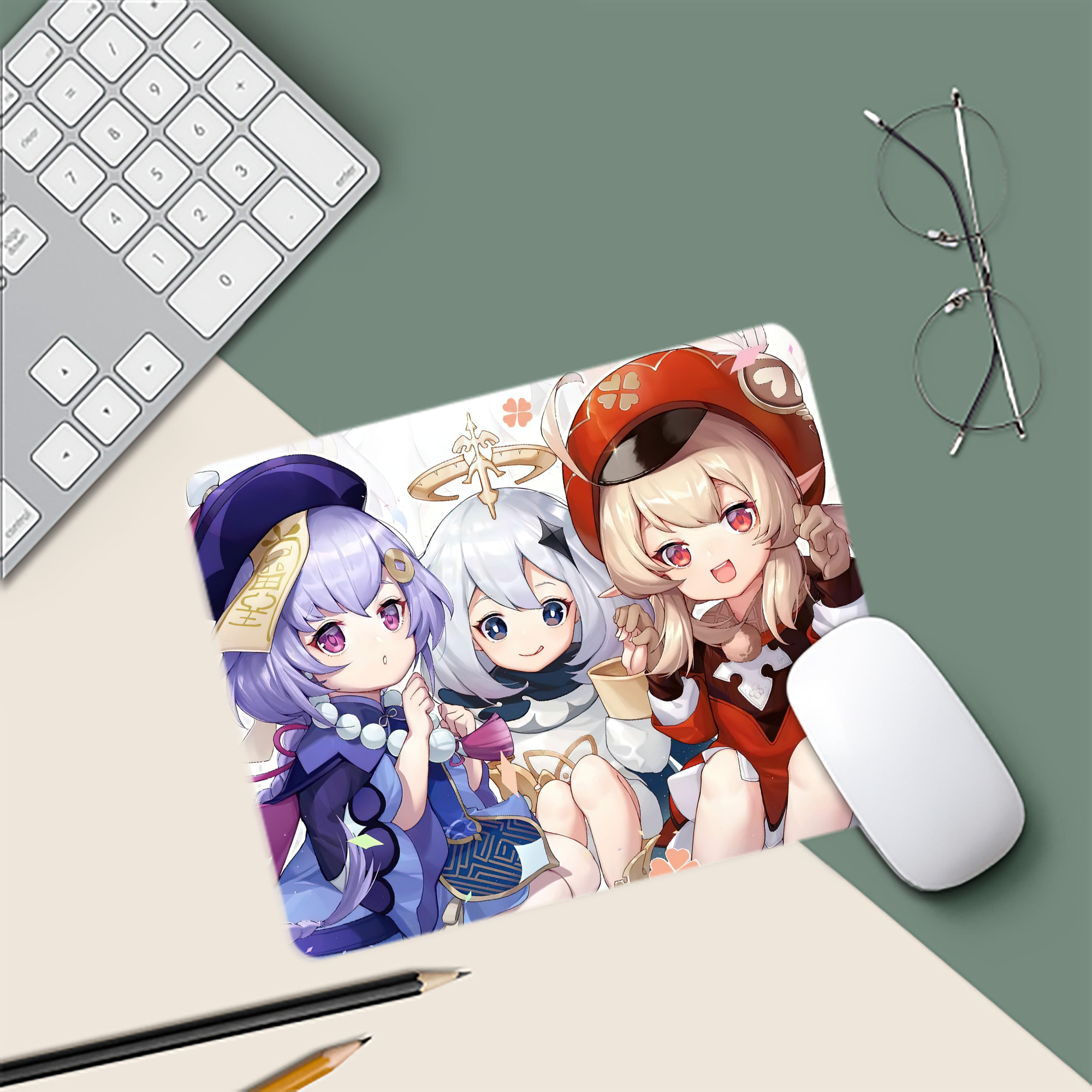 げんし神 genshin マウスパッド ステッチ加工 ラバー素材 防水 滑り止め 超薄型 ゲーミング/オフィス対応