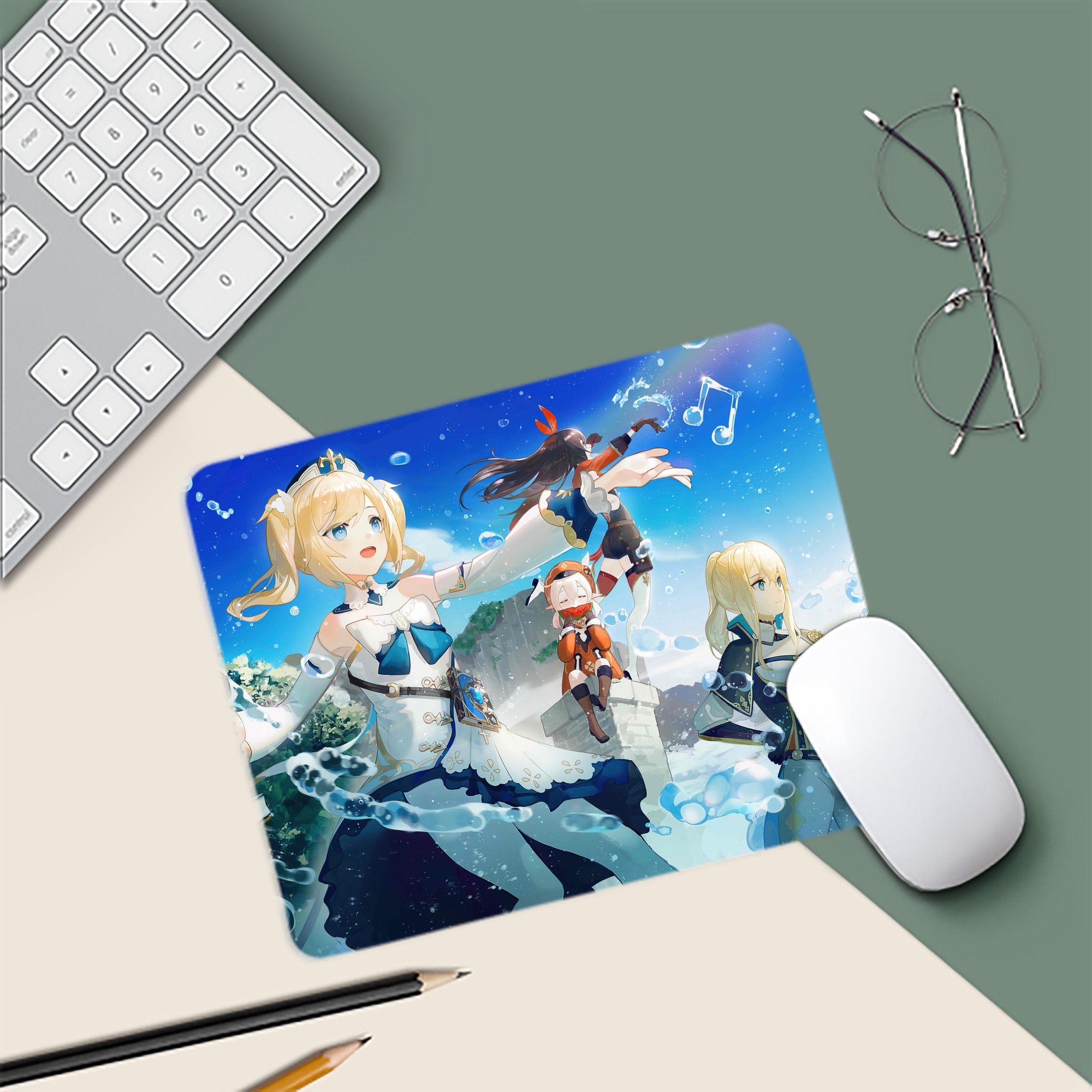 げんし神 genshin マウスパッド ステッチ加工 ラバー素材 防水 滑り止め 超薄型 ゲーミング/オフィス対応