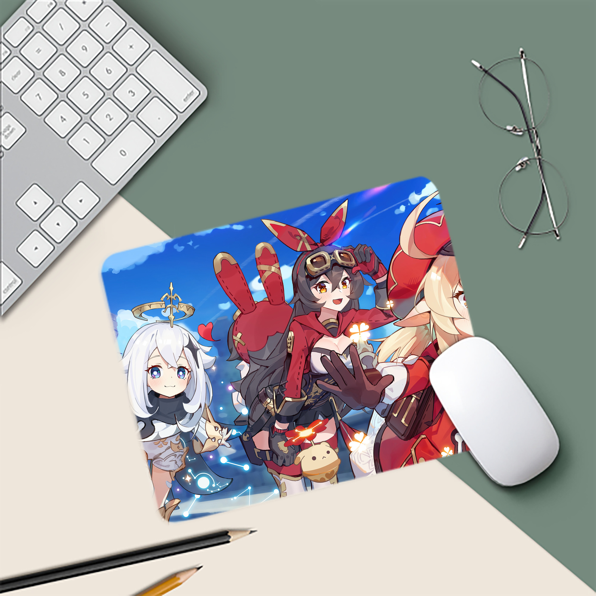 げんし神 genshin マウスパッド ステッチ加工 ラバー素材 防水 滑り止め 超薄型 ゲーミング/オフィス対応