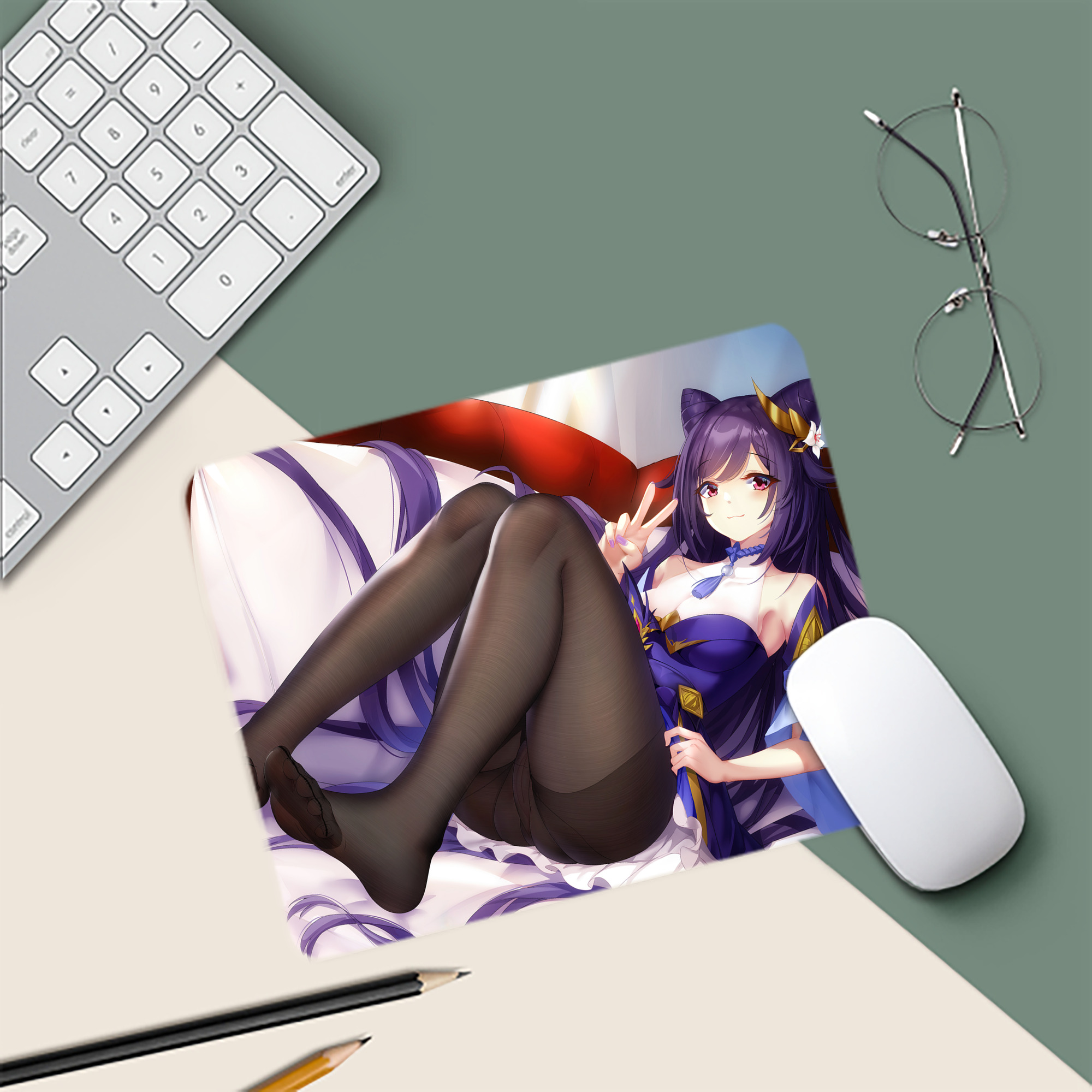 げんし神 genshin マウスパッド ステッチ加工 ラバー素材 防水 滑り止め 超薄型 ゲーミング/オフィス対応