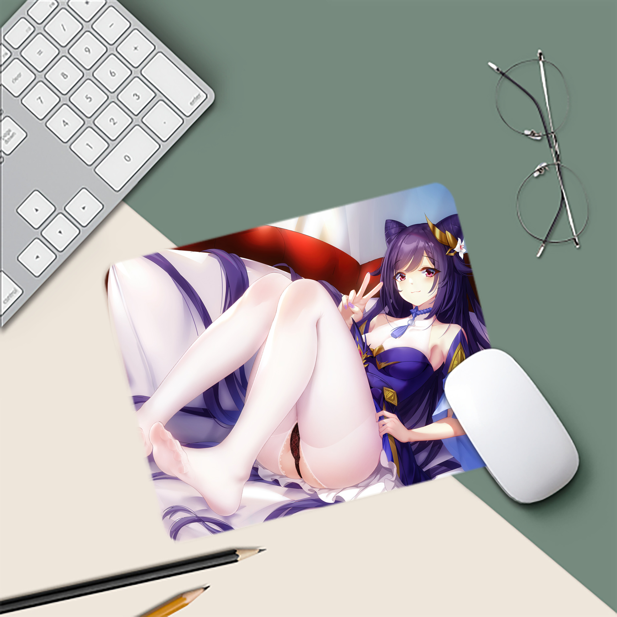 げんし神 genshin マウスパッド ステッチ加工 ラバー素材 防水 滑り止め 超薄型 ゲーミング/オフィス対応