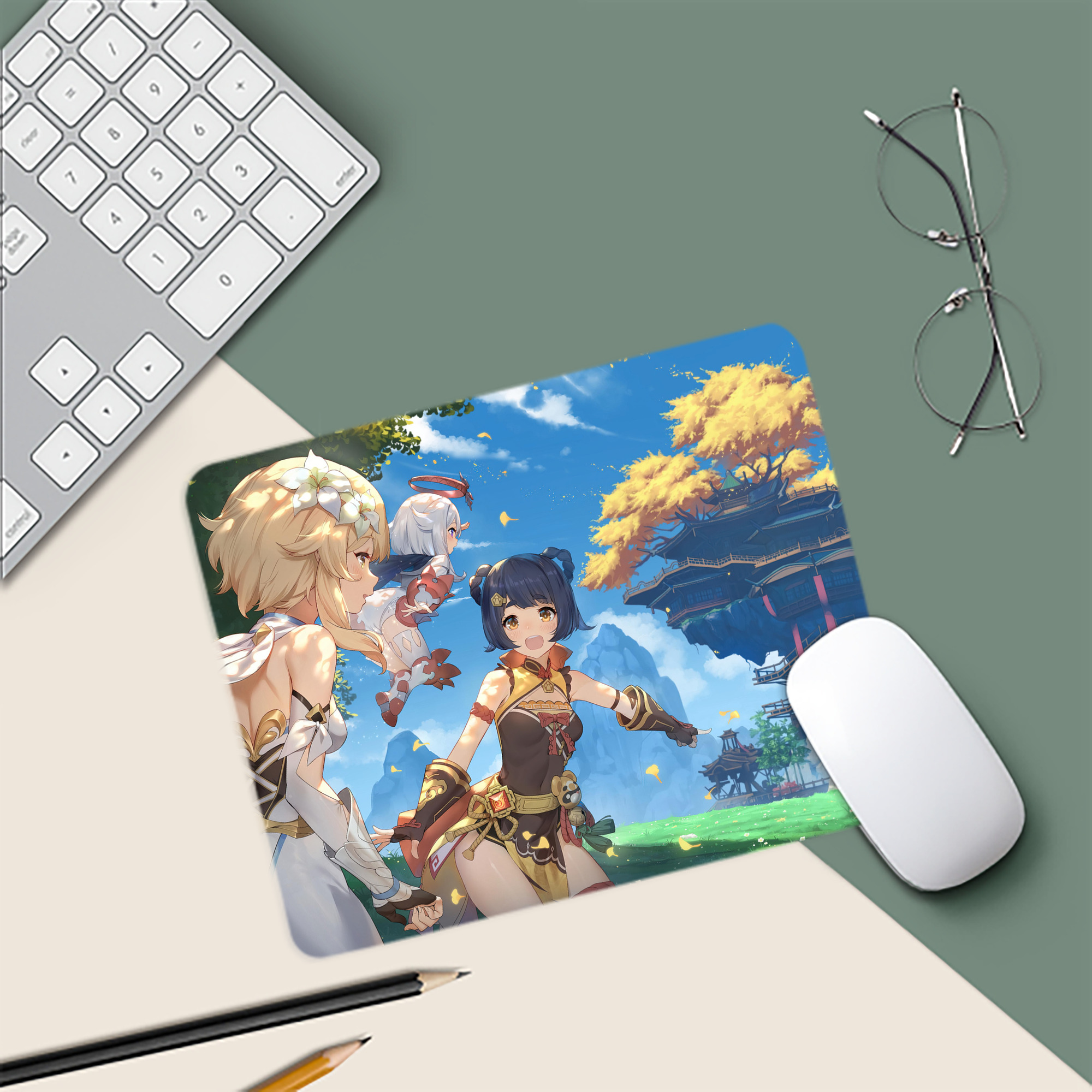 げんし神 genshin マウスパッド ステッチ加工 ラバー素材 防水 滑り止め 超薄型 ゲーミング/オフィス対応